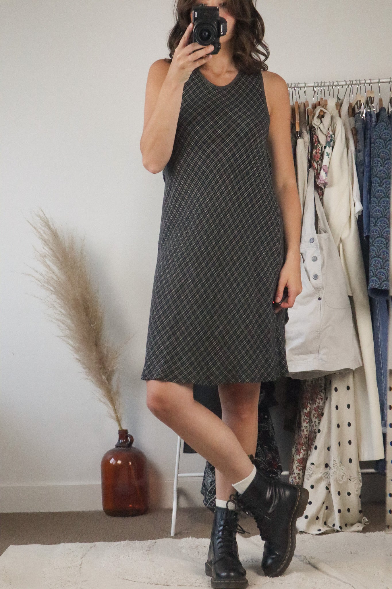 Made in France x Vintage x Plaid Midi Dress (S)