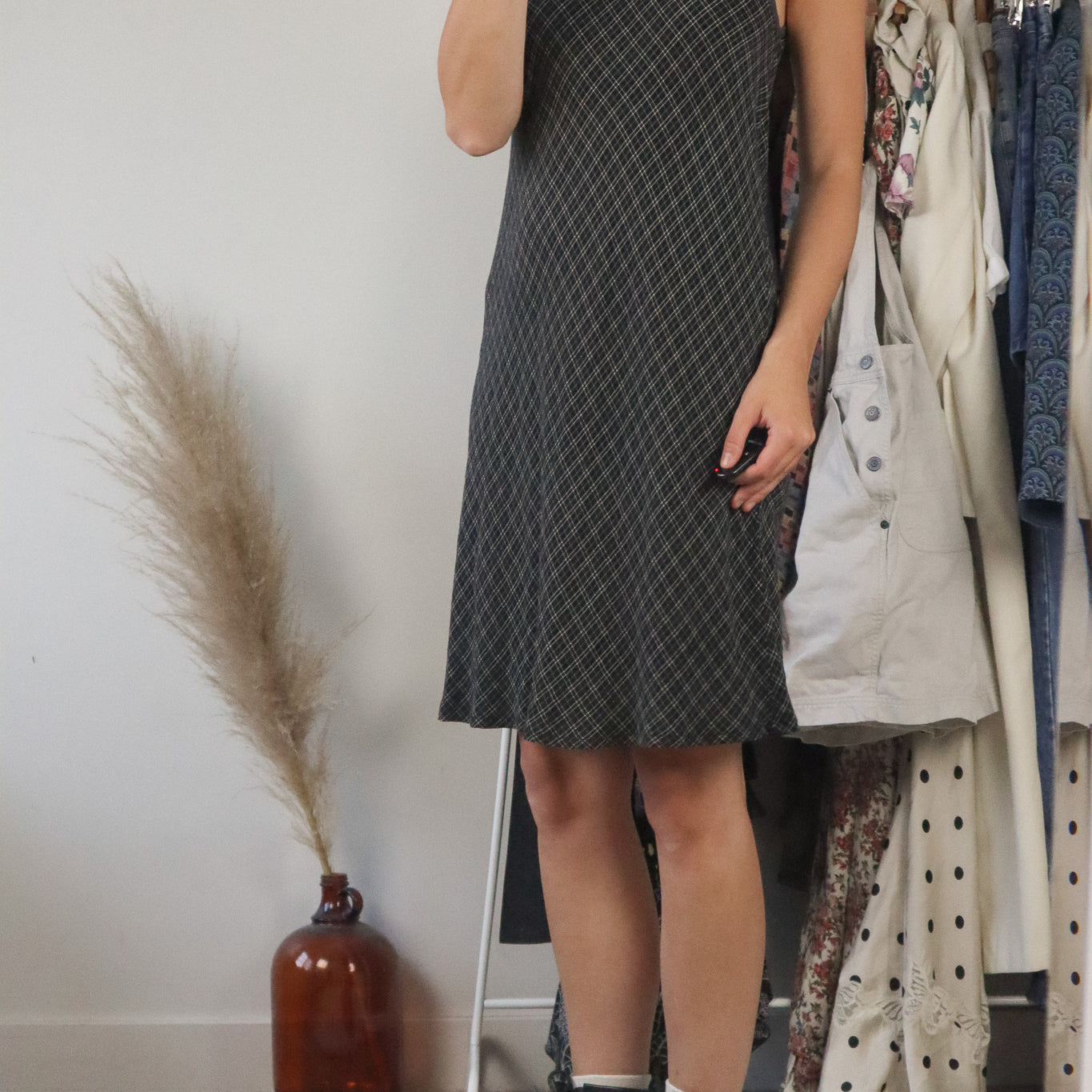 Made in France x Vintage x Plaid Midi Dress (S)