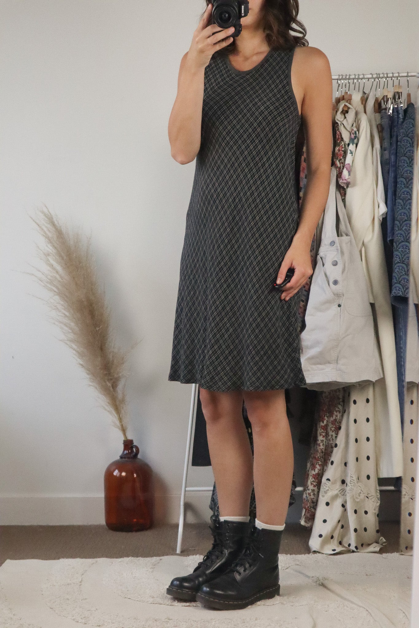Made in France x Vintage x Plaid Midi Dress (S)