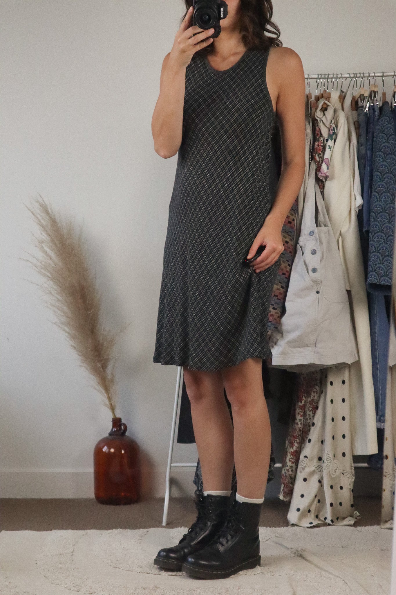 Made in France x Vintage x Plaid Midi Dress (S)