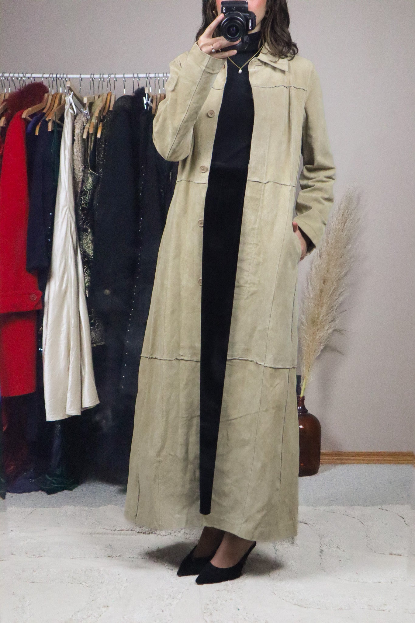 Vintage x Suede Trench Coat (XS/S)