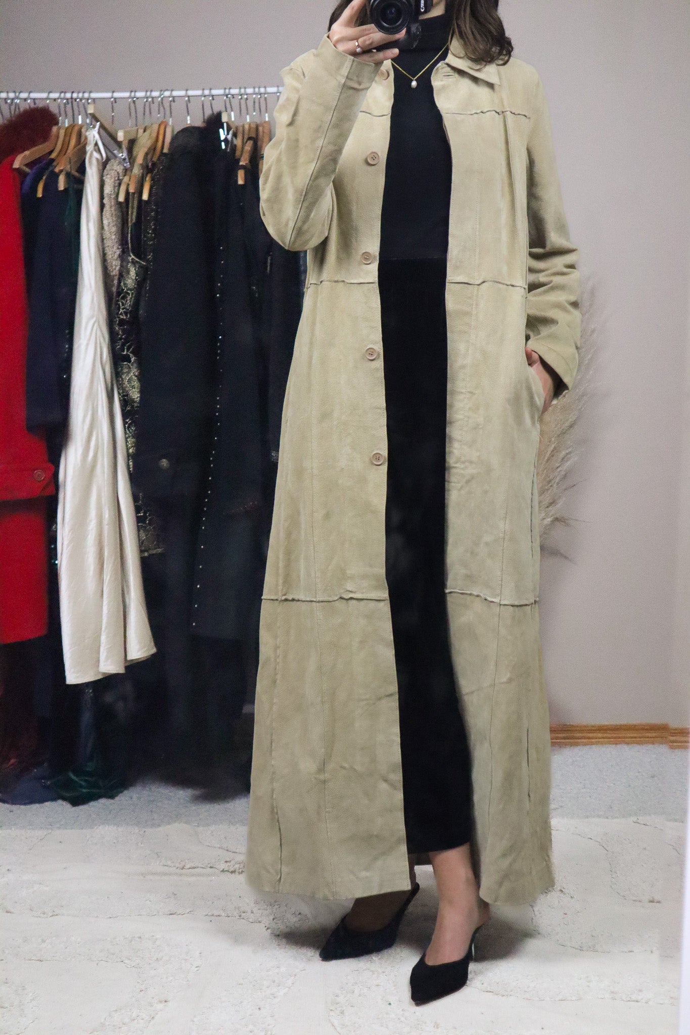 Vintage x Suede Trench Coat (XS/S)