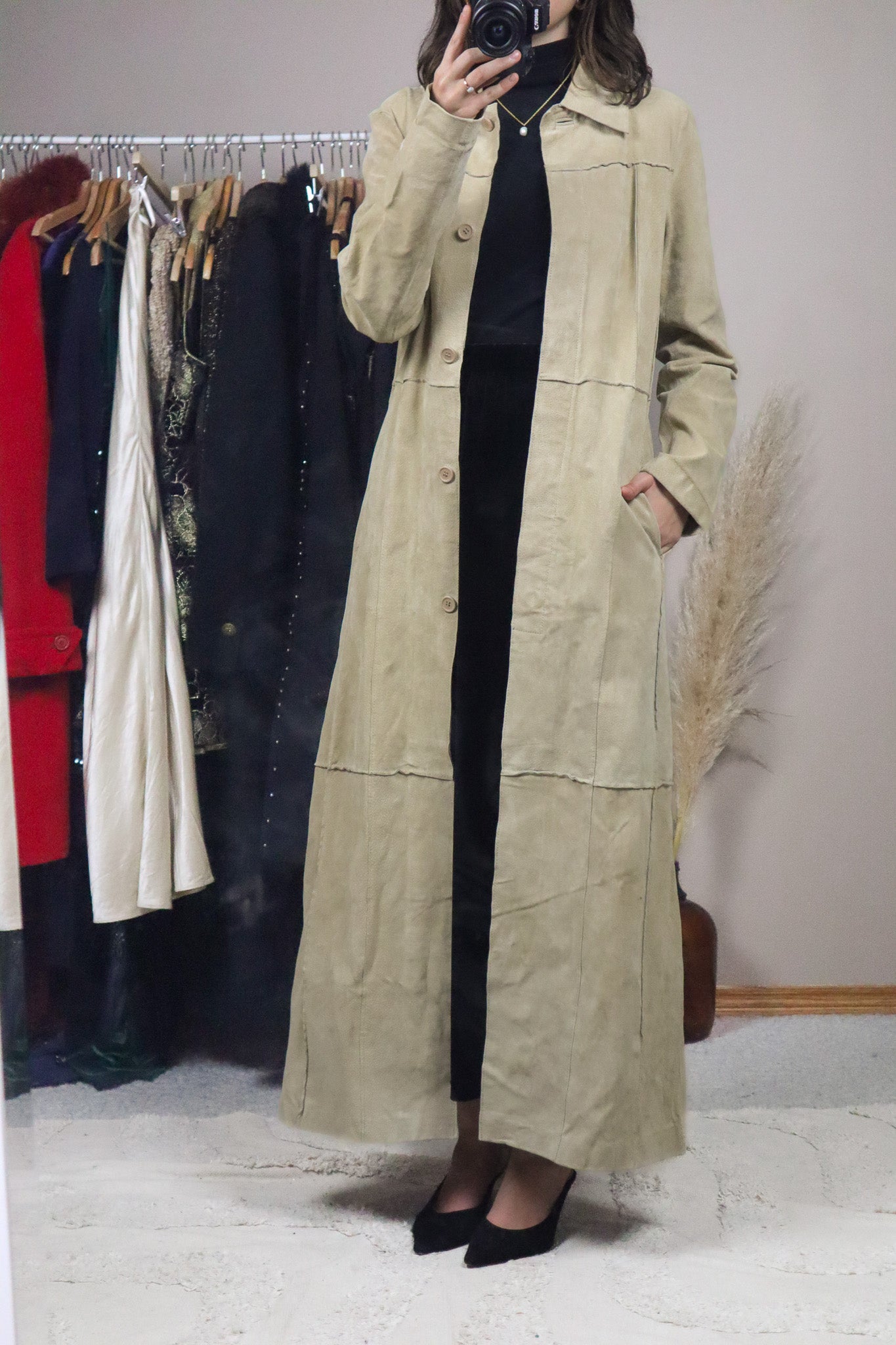 Vintage x Suede Trench Coat (XS/S)