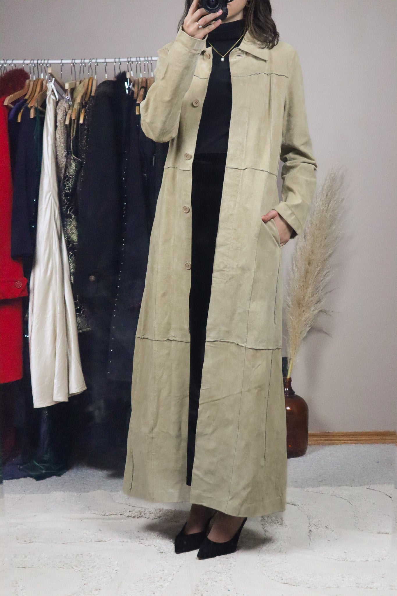 Vintage x Suede Trench Coat (XS/S)