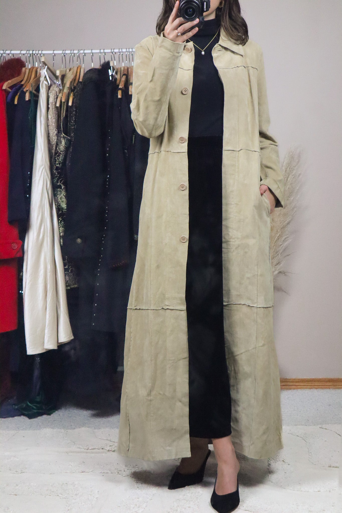Vintage x Suede Trench Coat (XS/S)