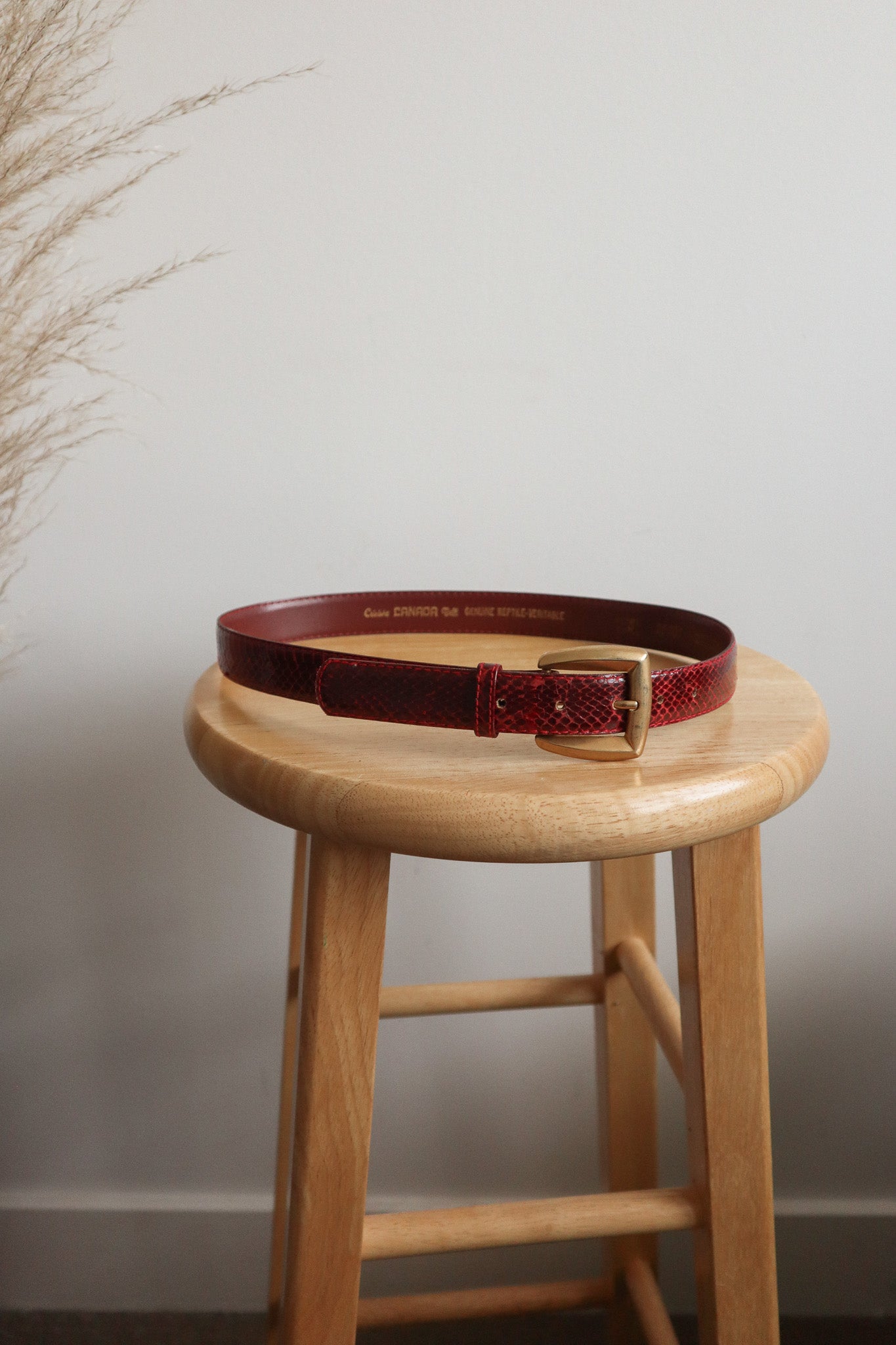 Vintage x Red Leather Belt (XS/S)