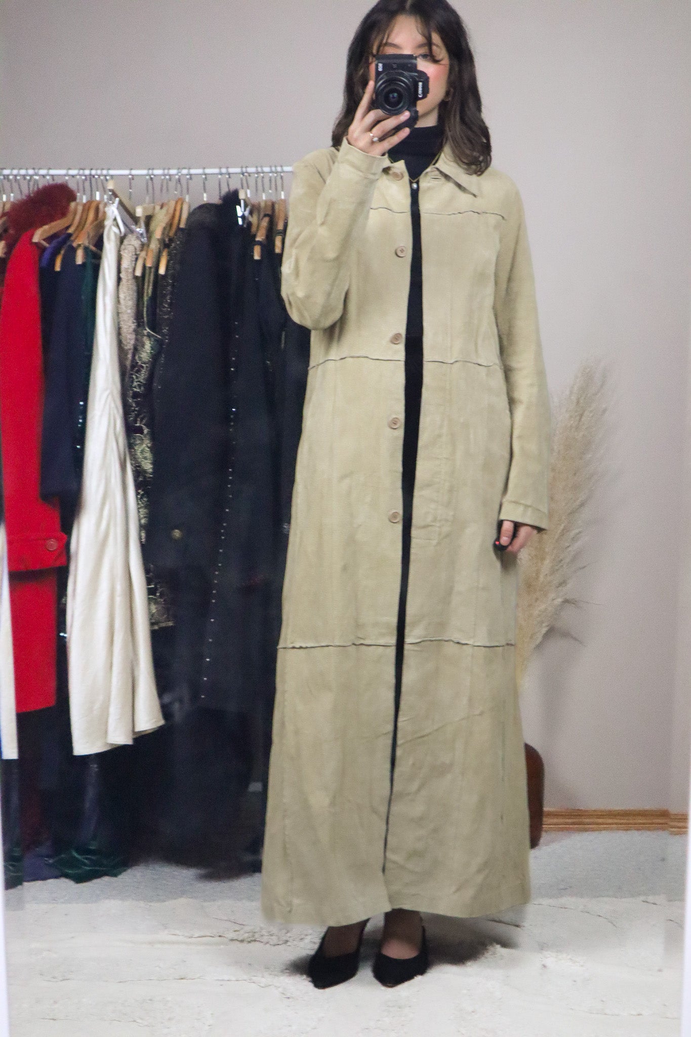 Vintage x Suede Trench Coat (XS/S)