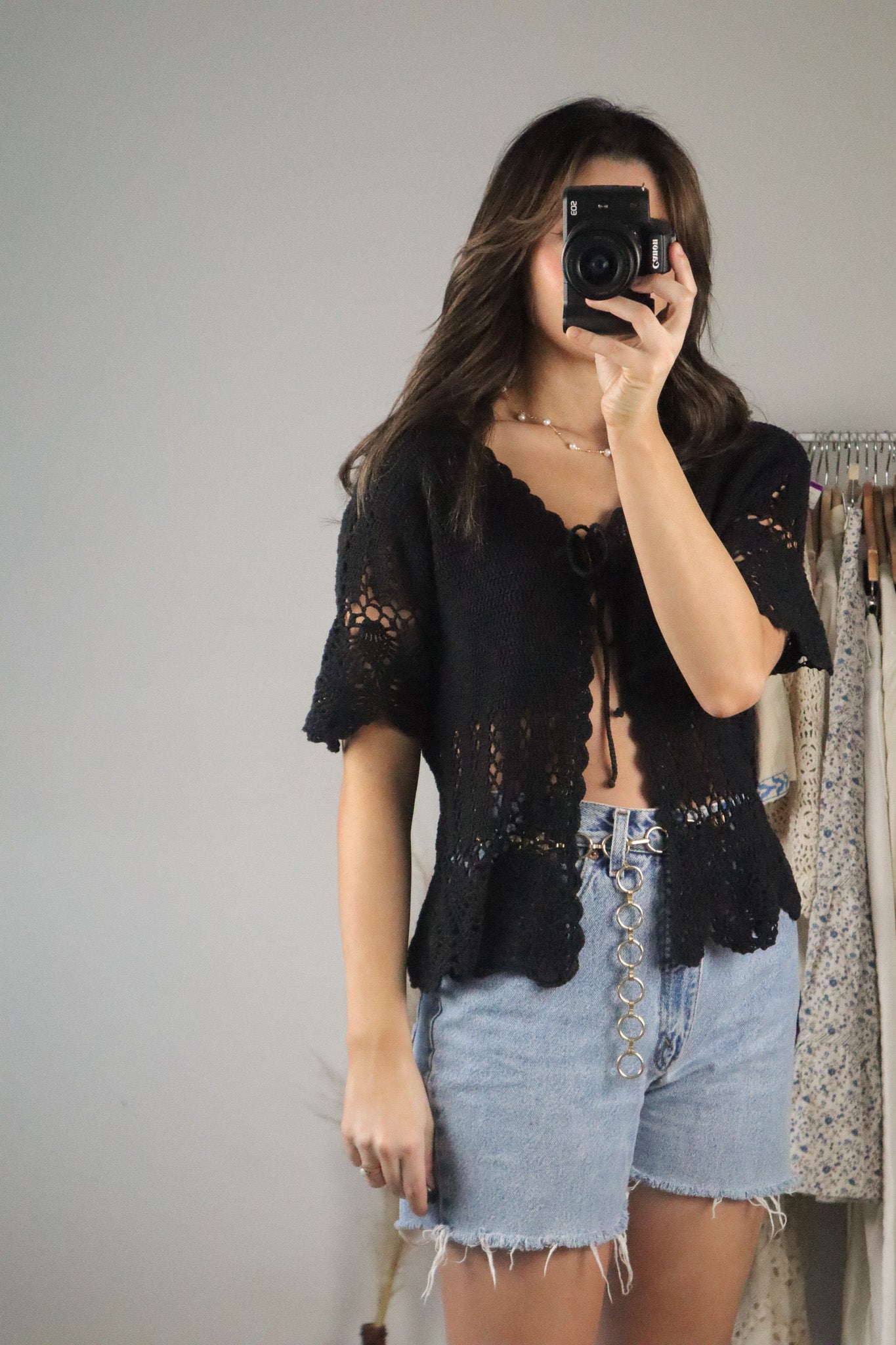 Vintage x Crochet Tie Top (M)