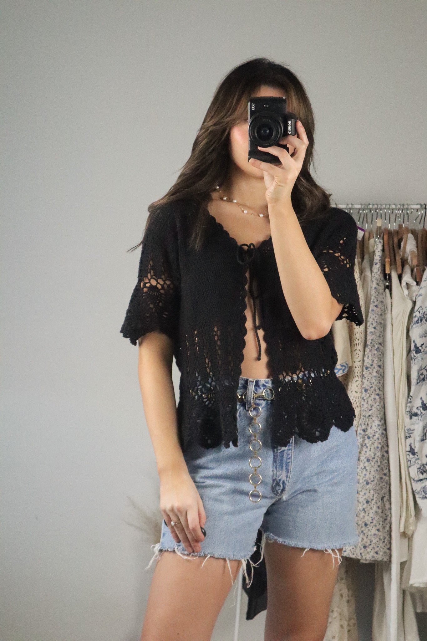 Vintage x Crochet Tie Top (M)