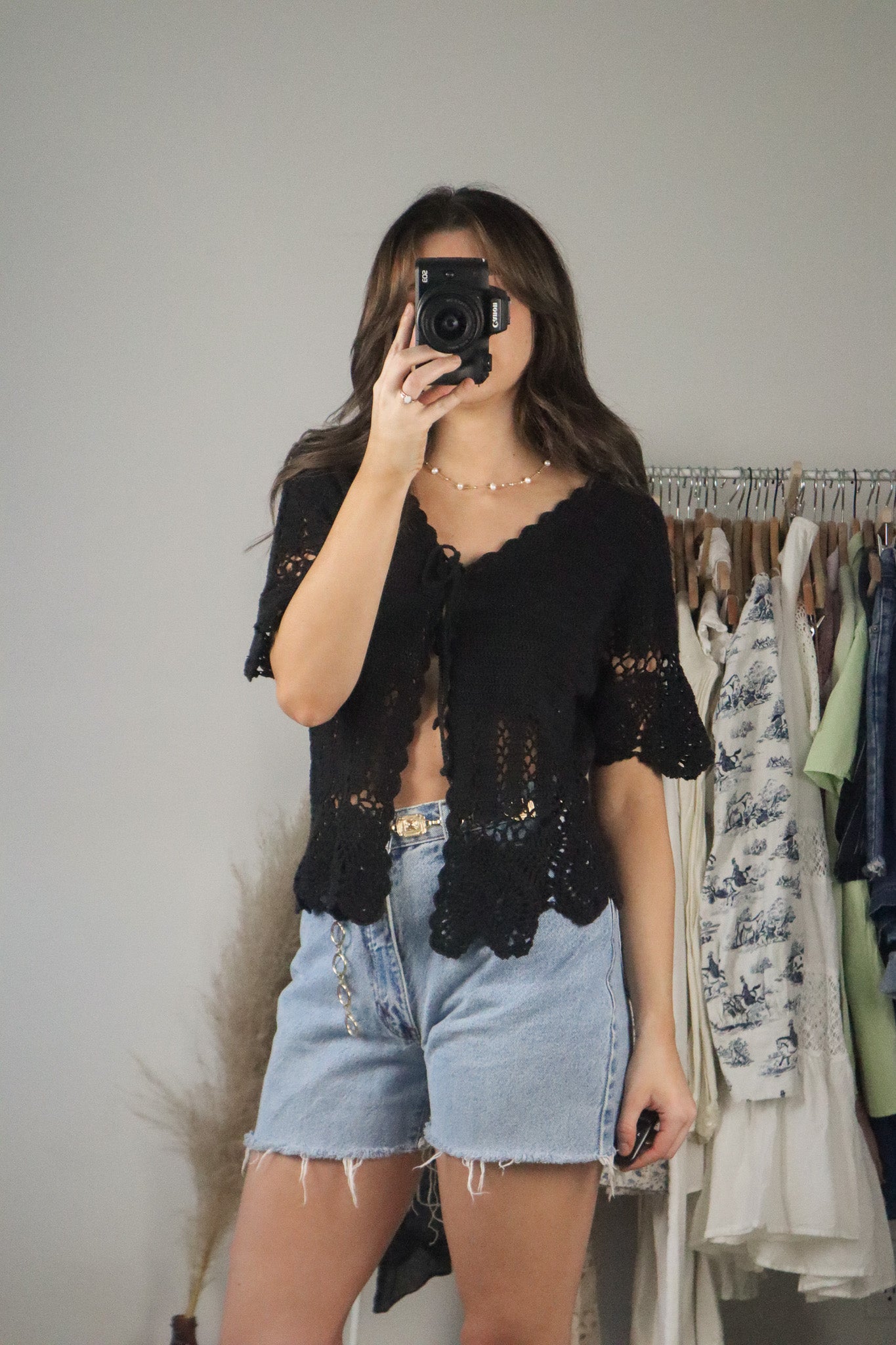 Vintage x Crochet Tie Top (M)