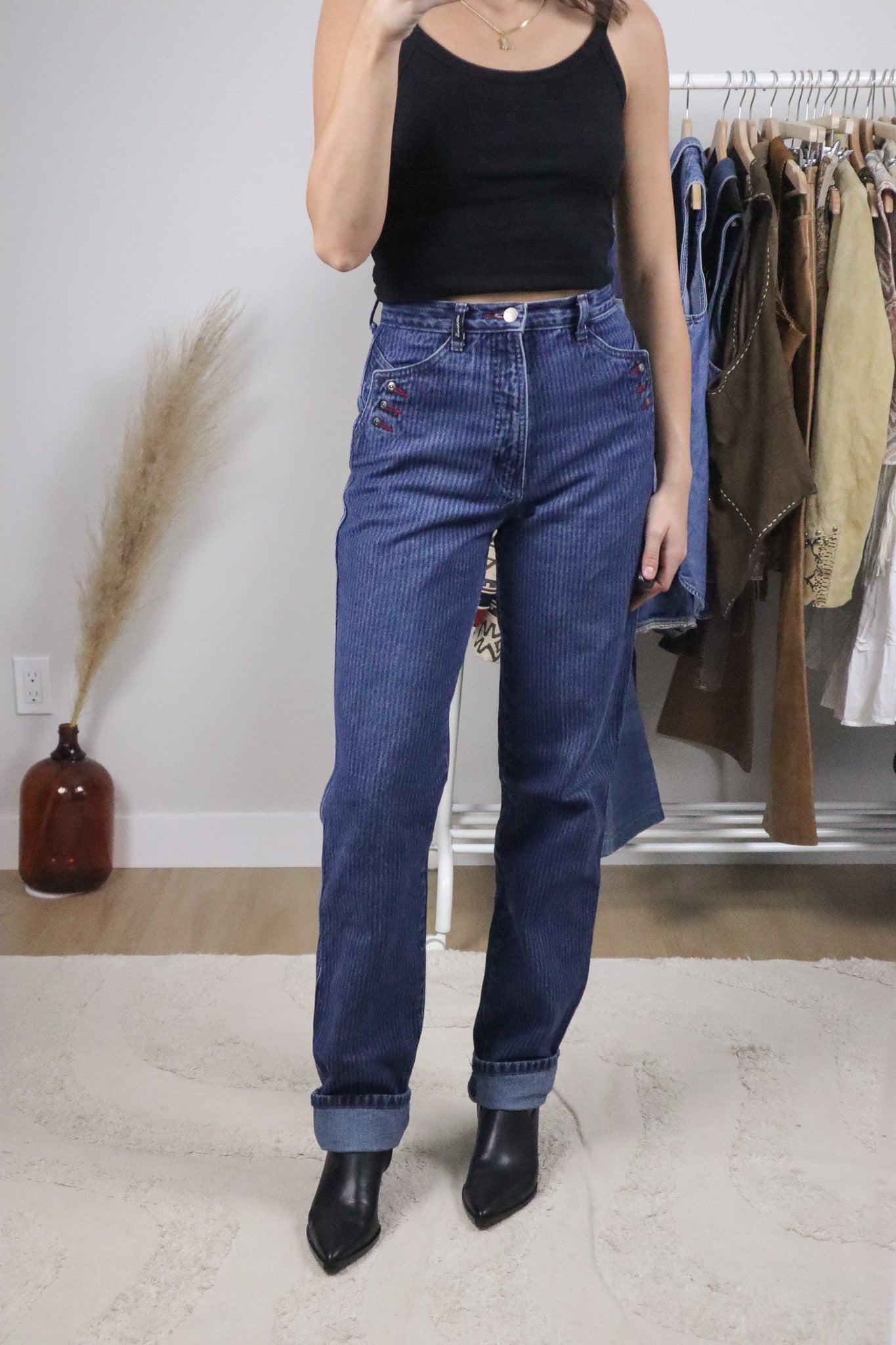 Vintage x Rockies Striped Western Jeans (XS)