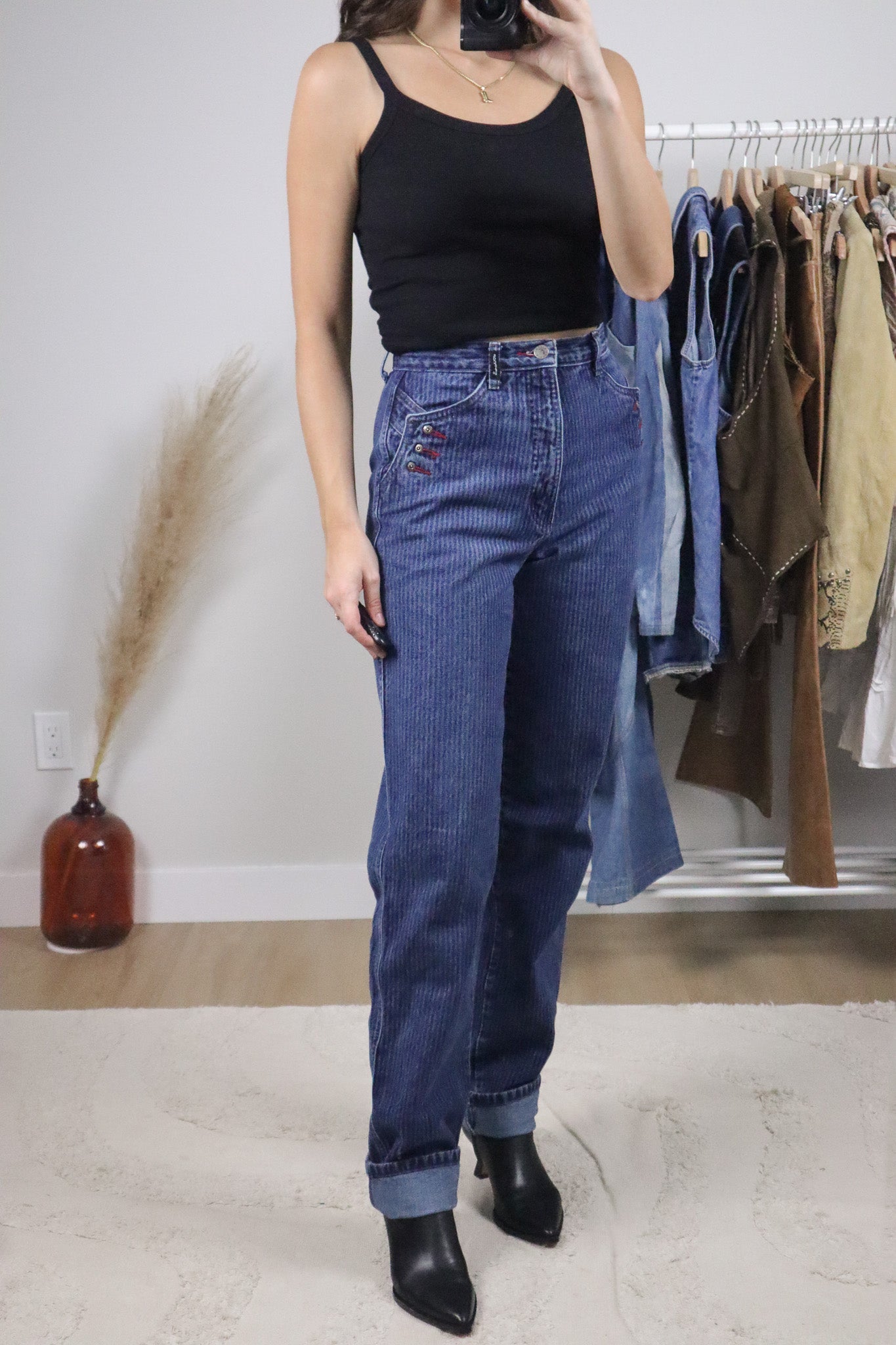 Vintage x Rockies Striped Western Jeans (XS)