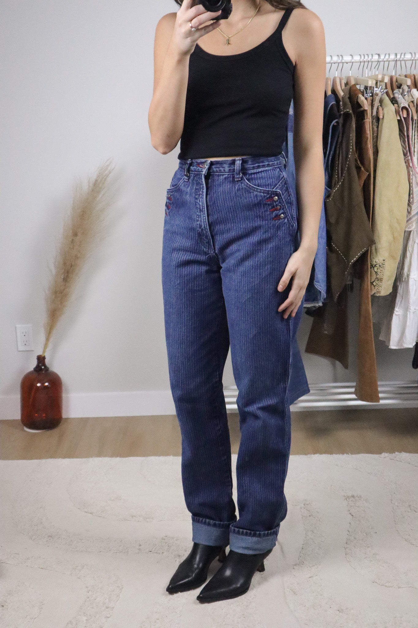 Vintage x Rockies Striped Western Jeans (XS)