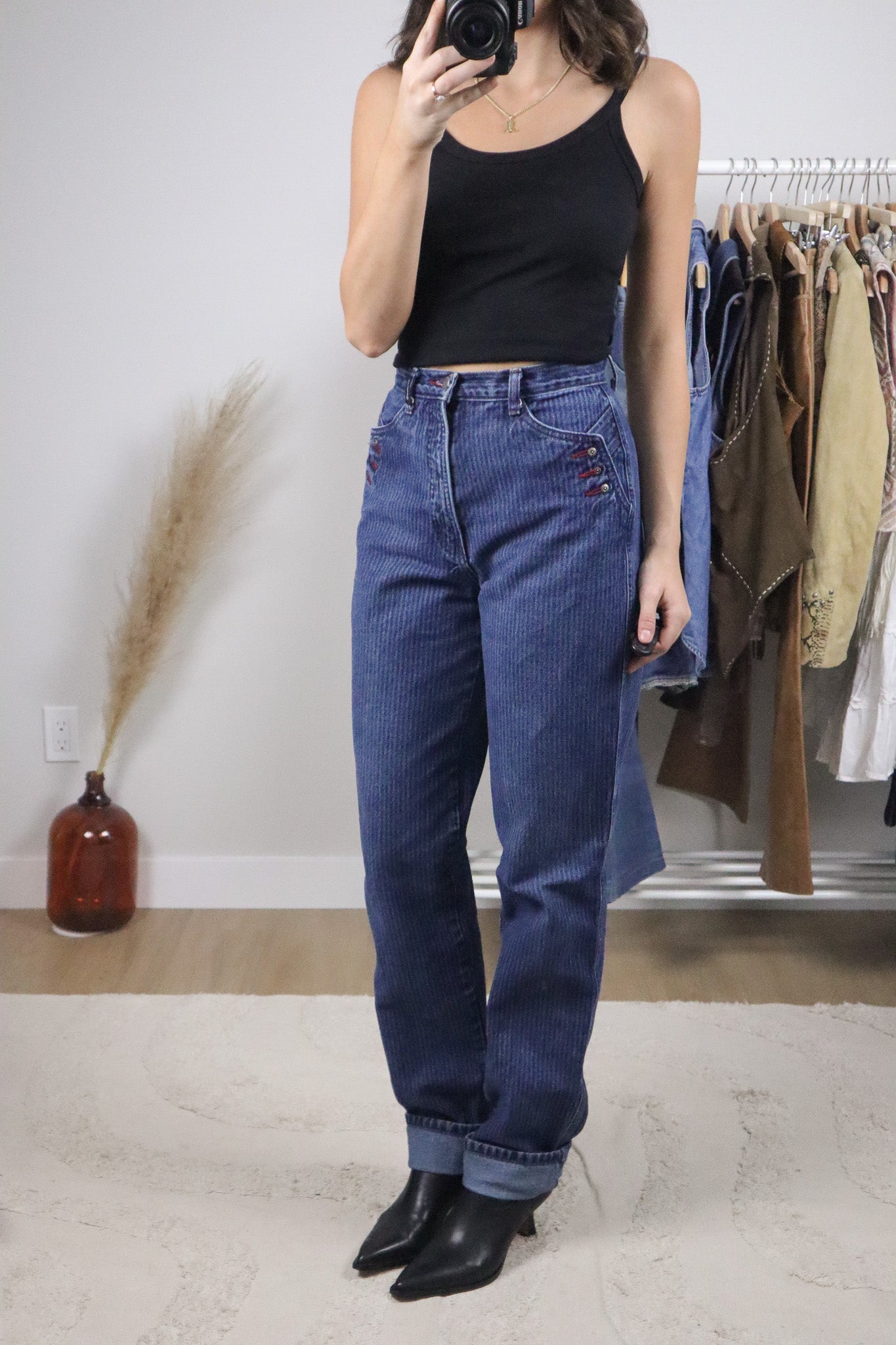 Vintage x Rockies Striped Western Jeans (XS)