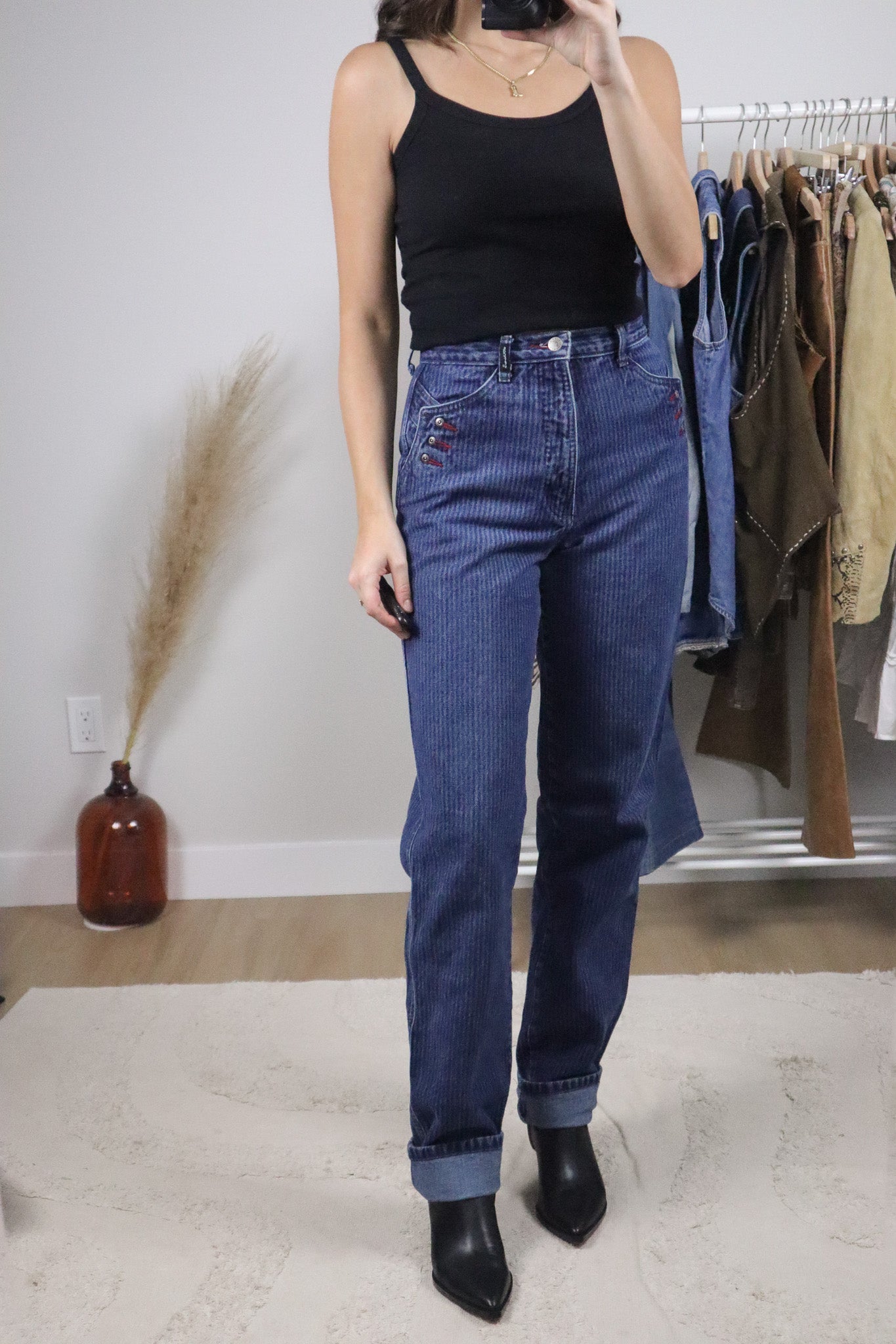 Vintage x Rockies Striped Western Jeans (XS)