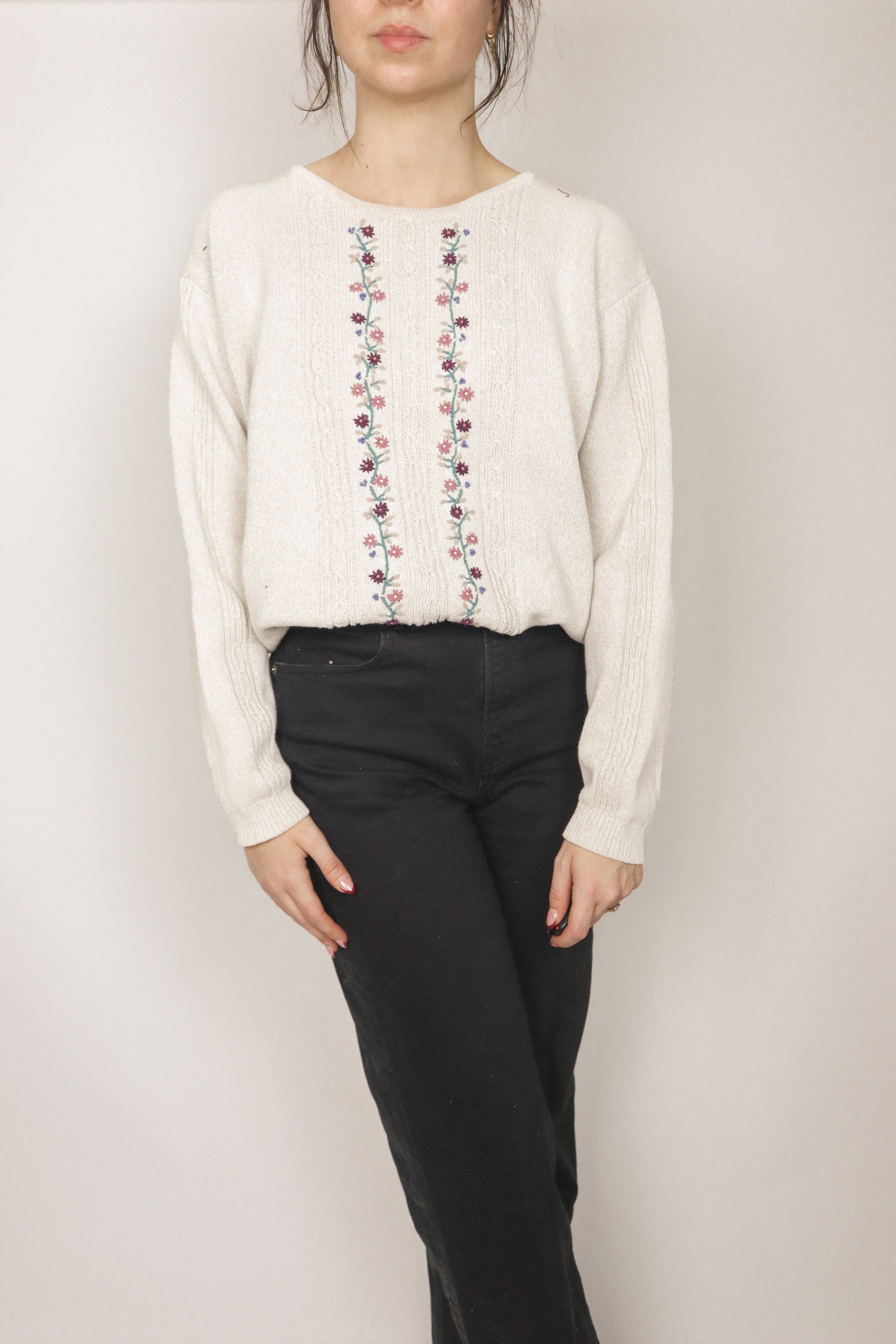 Vintage x Embroidered Knit (S/M)