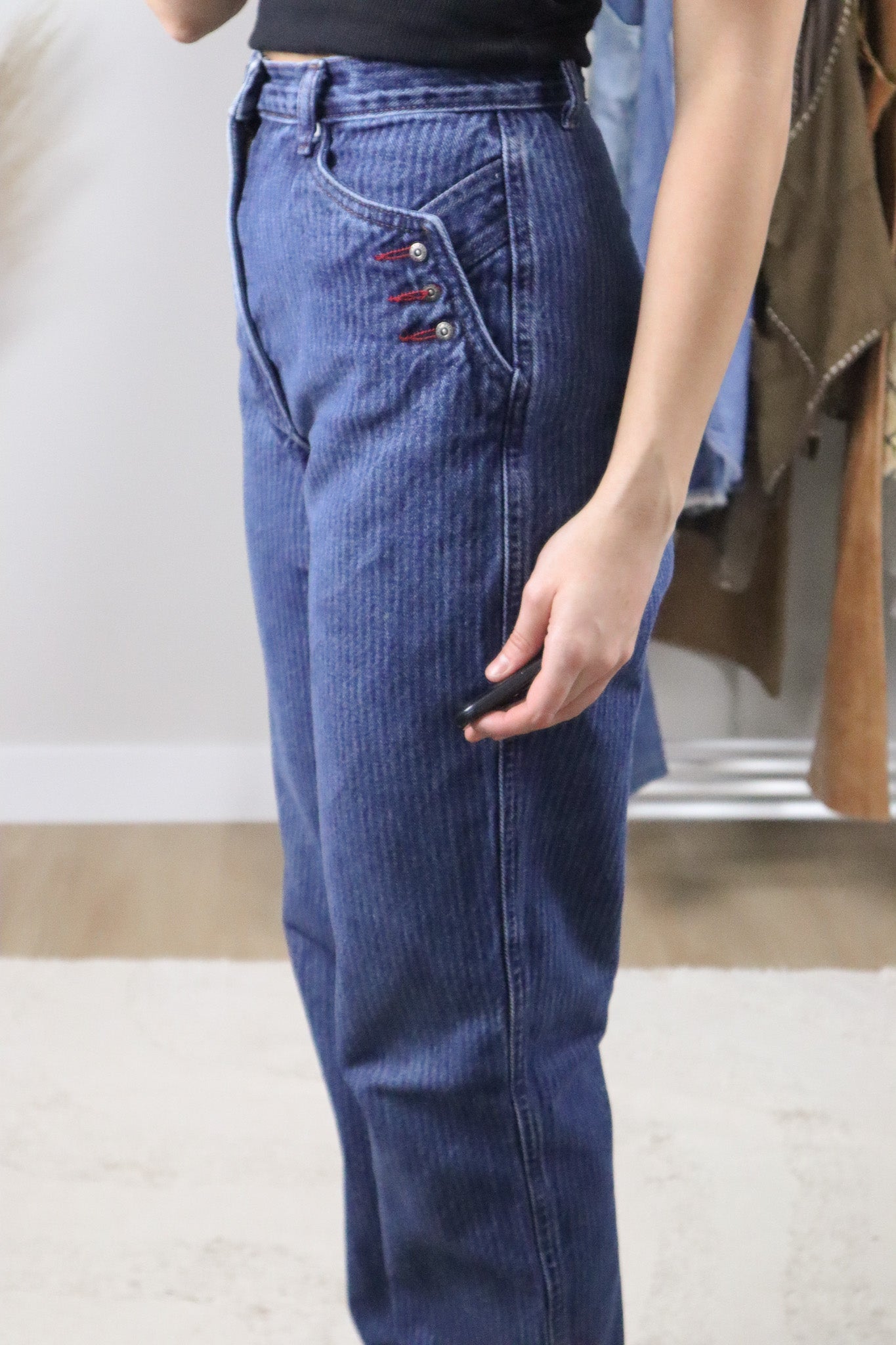 Vintage x Rockies Striped Western Jeans (XS)