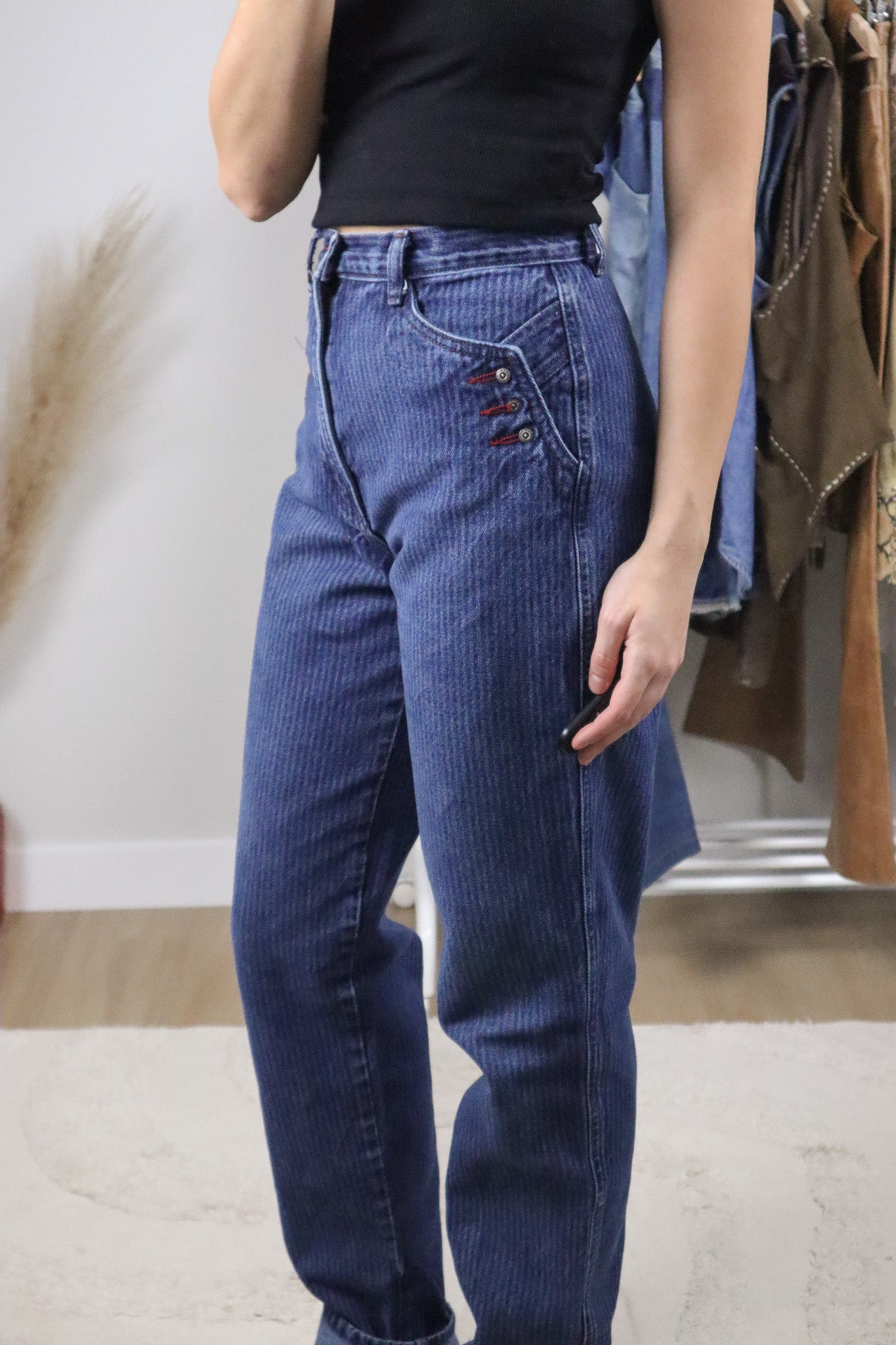 Vintage x Rockies Striped Western Jeans (XS)