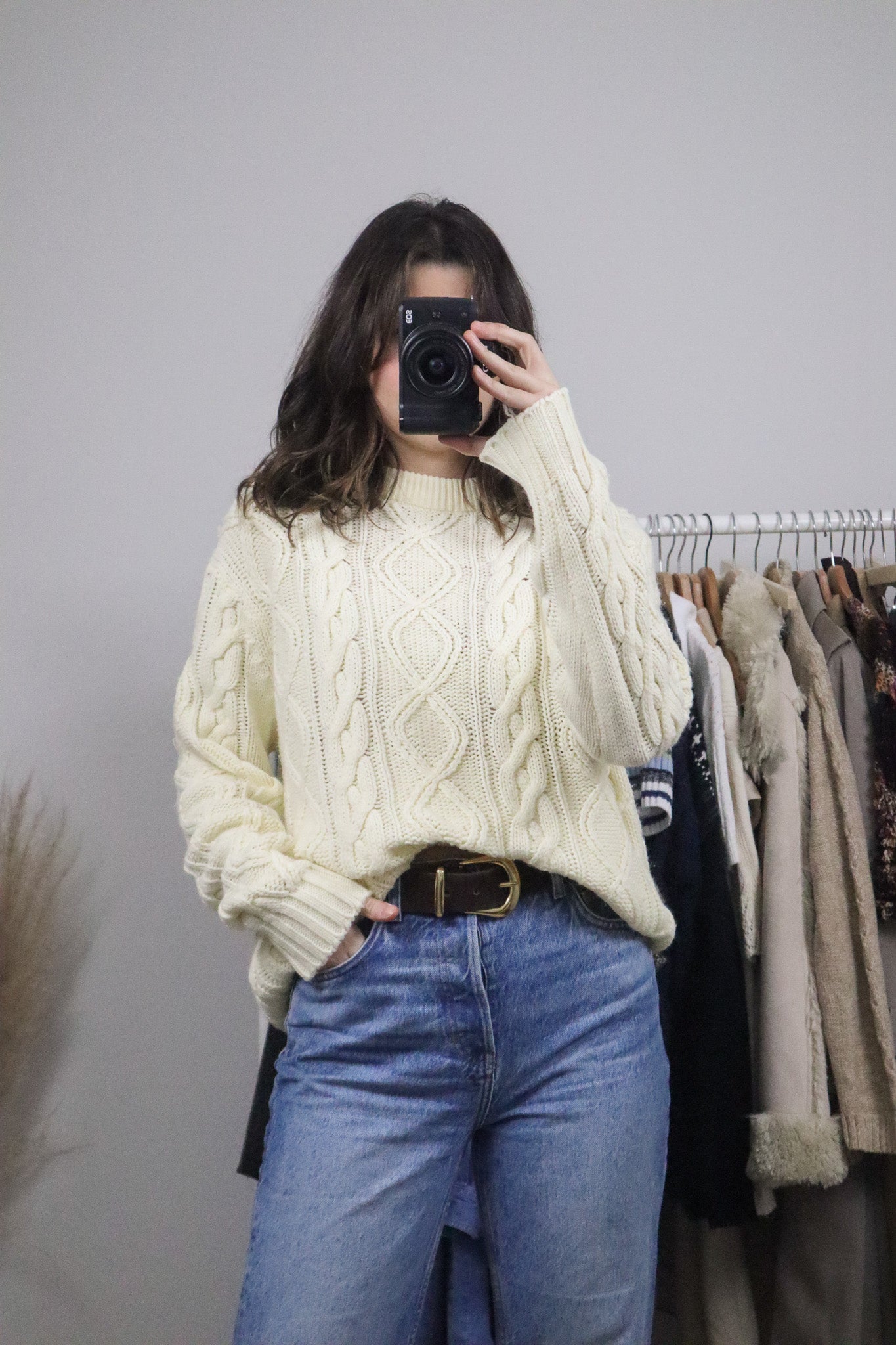 Vintage x Cable Knit Sweater (L)