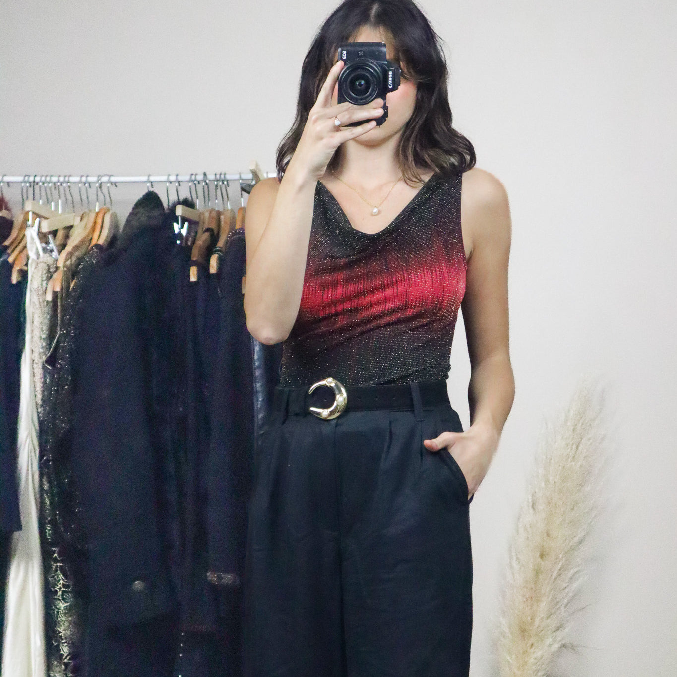 Made in Canada x Vintage x Shimmer Cowl Neck Tank (S)