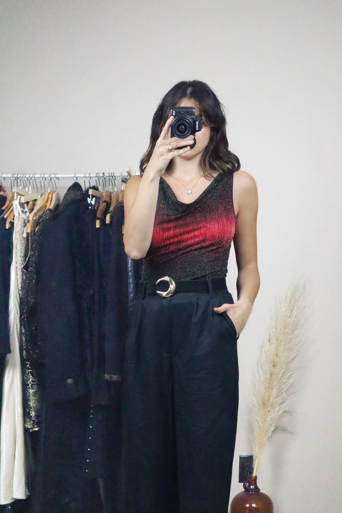 Made in Canada x Vintage x Shimmer Cowl Neck Tank (S)