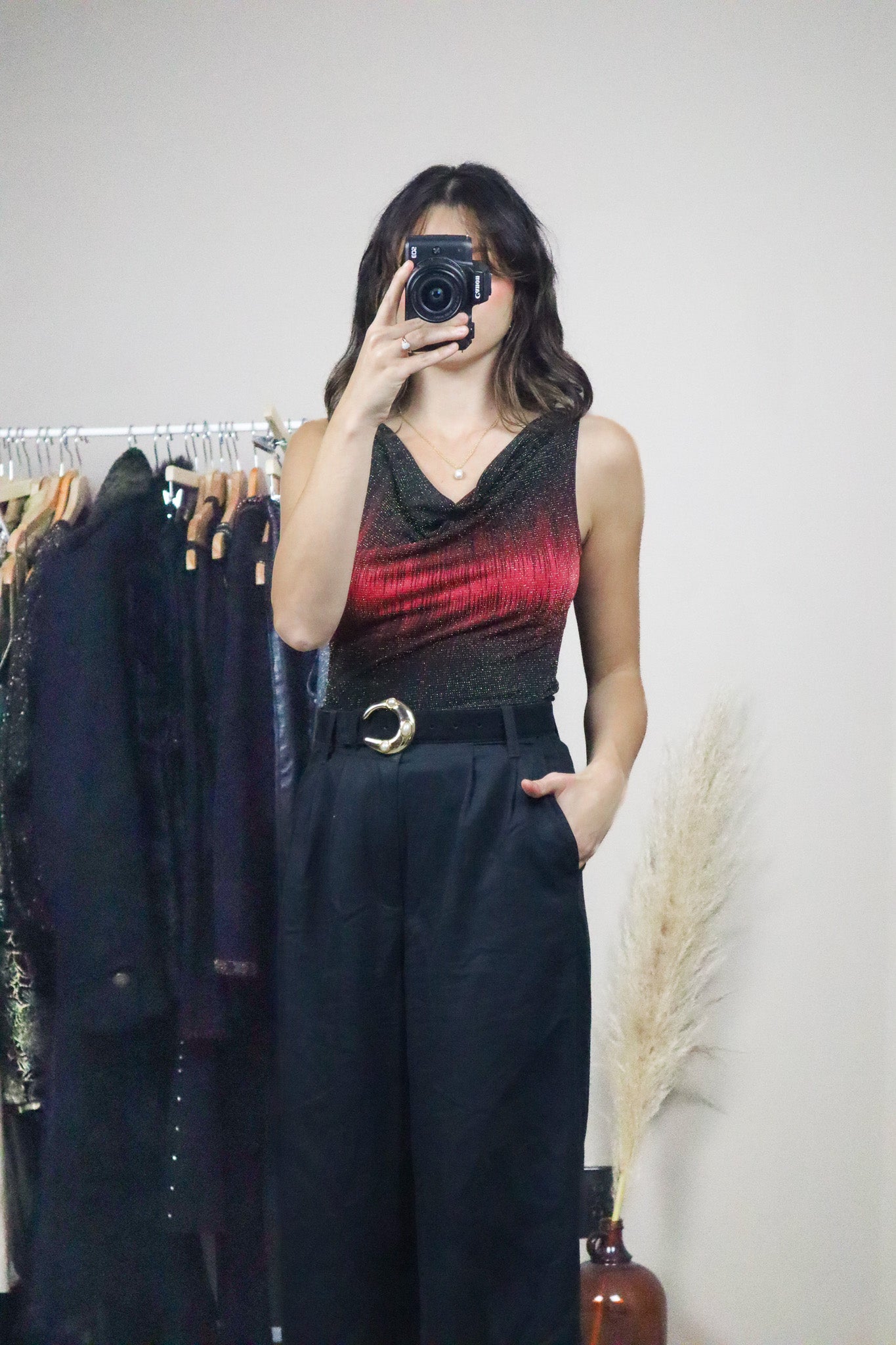 Made in Canada x Vintage x Shimmer Cowl Neck Tank (S)