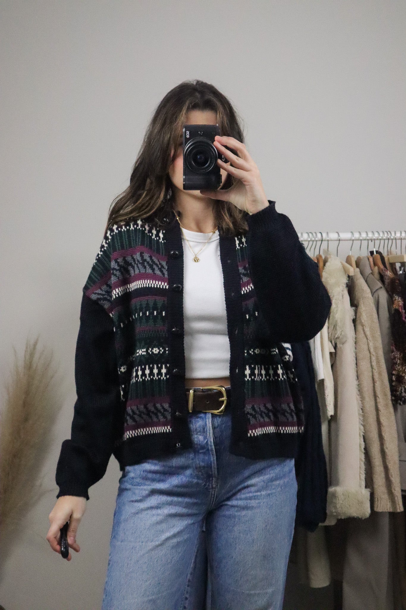 Made in Korea x Vintage x Patterned Wool Blend Cardigan (M/L)