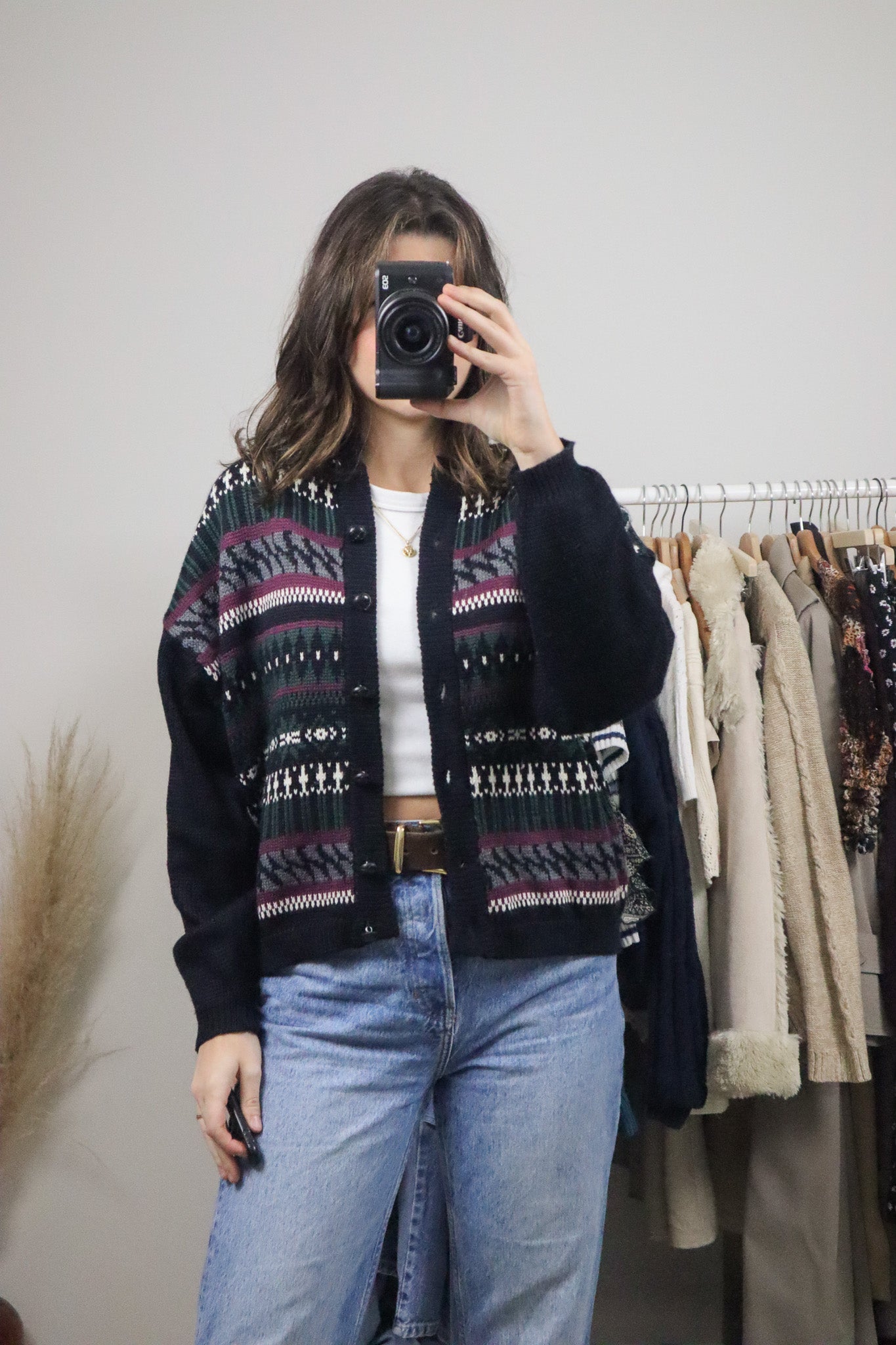 Made in Korea x Vintage x Patterned Wool Blend Cardigan (M/L)