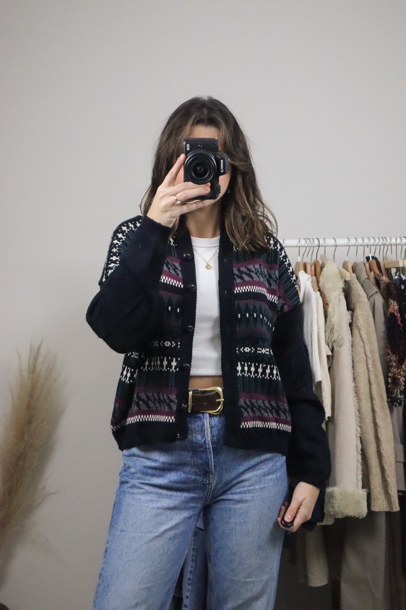 Made in Korea x Vintage x Patterned Wool Blend Cardigan (M/L)