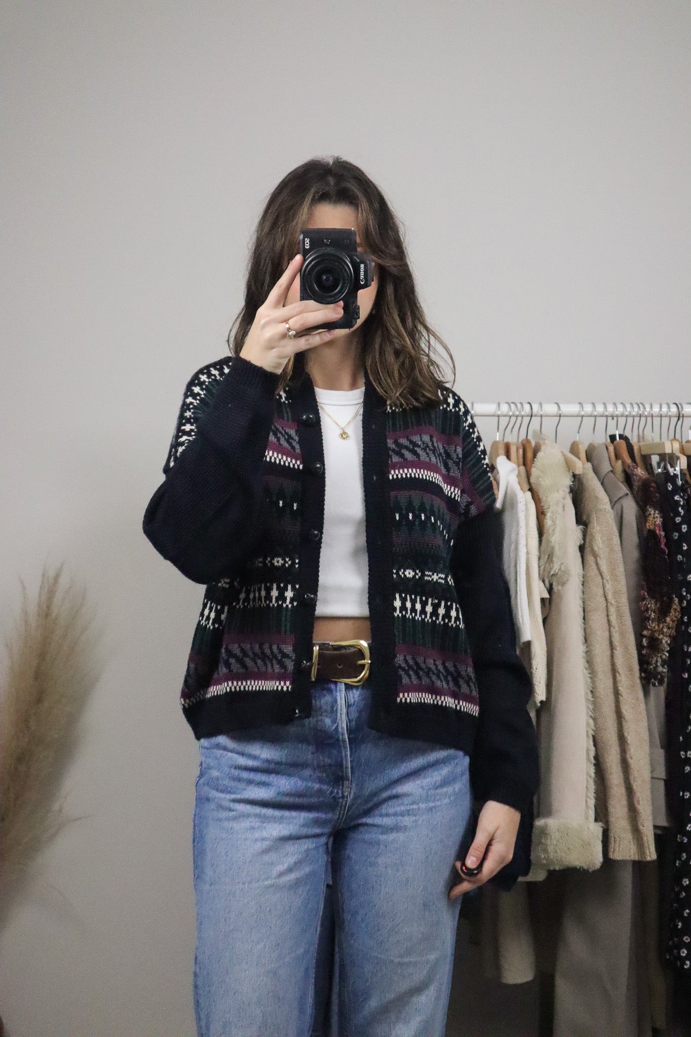 Made in Korea x Vintage x Patterned Wool Blend Cardigan (M/L)
