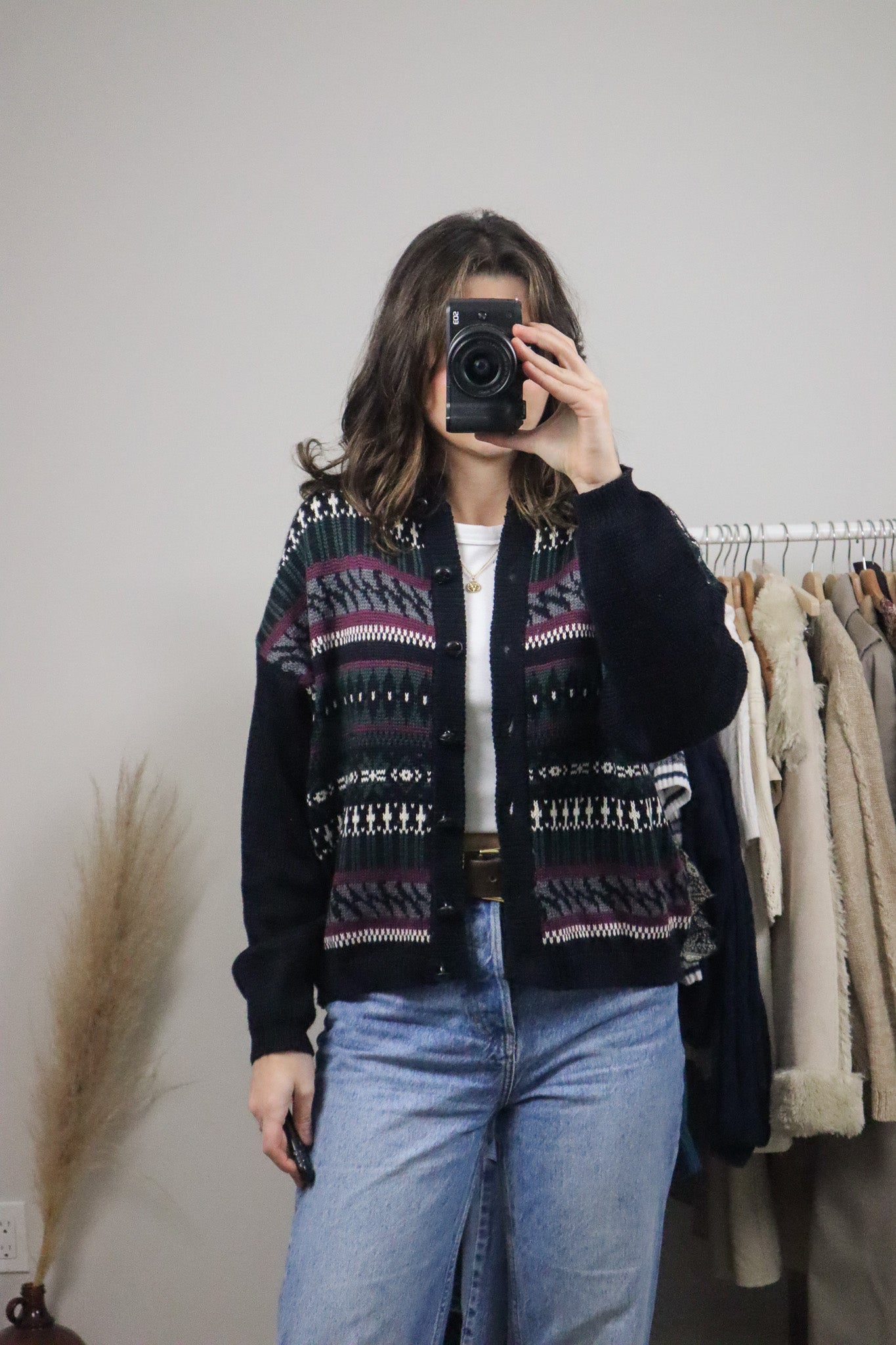 Made in Korea x Vintage x Patterned Wool Blend Cardigan (M/L)