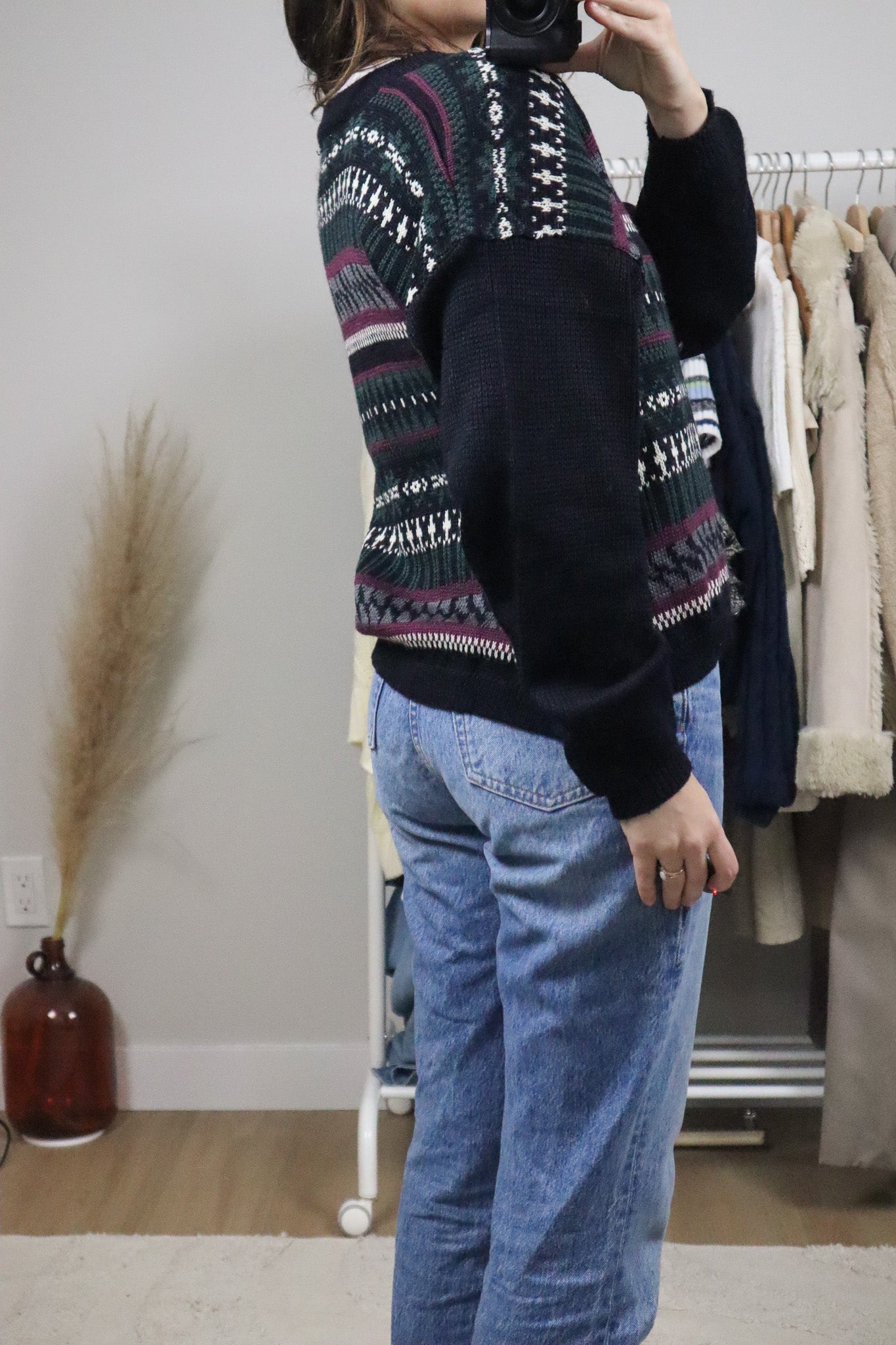 Made in Korea x Vintage x Patterned Wool Blend Cardigan (M/L)
