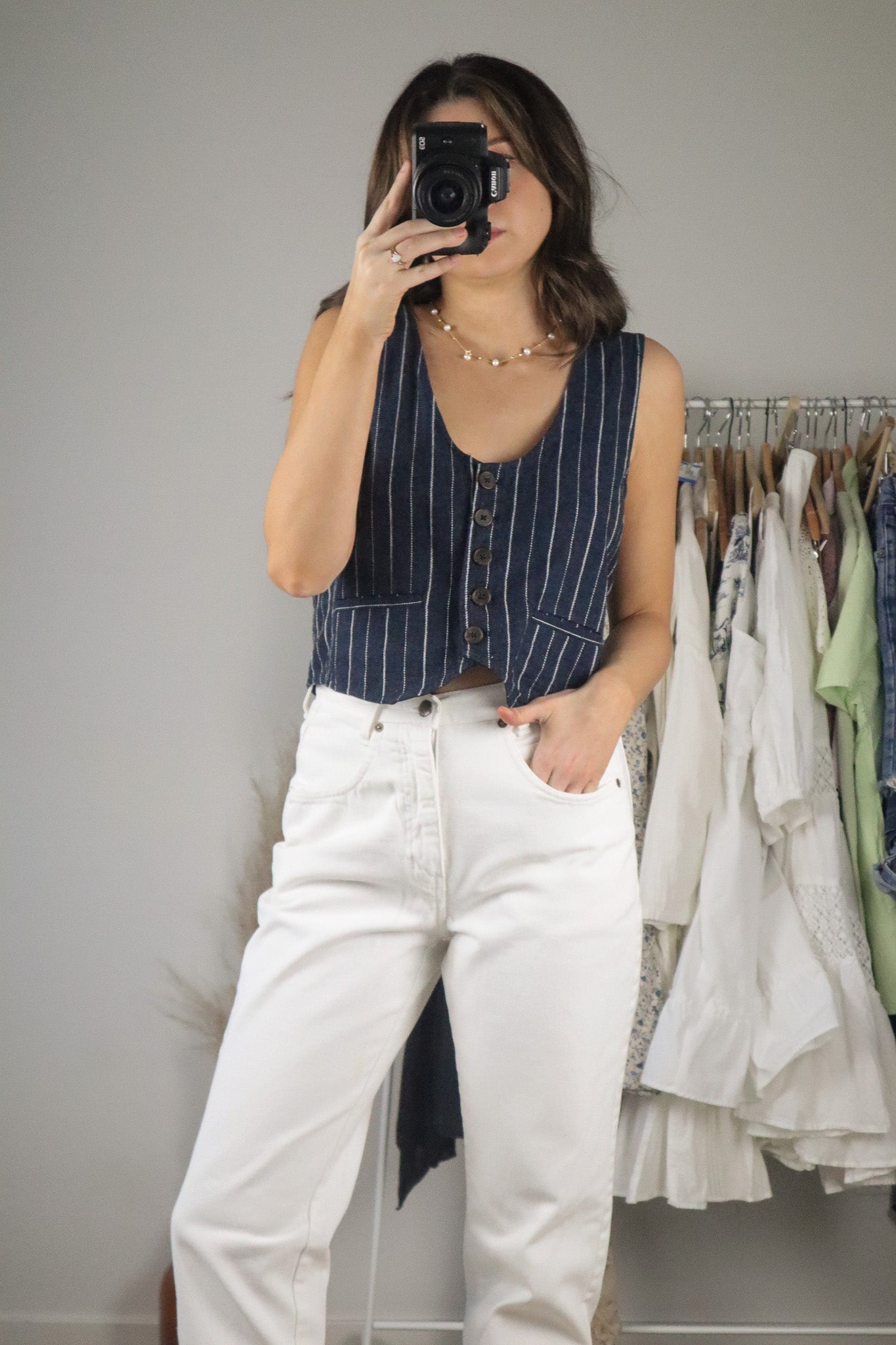 Free People x Linen Blend Pin Strip Vest (6)