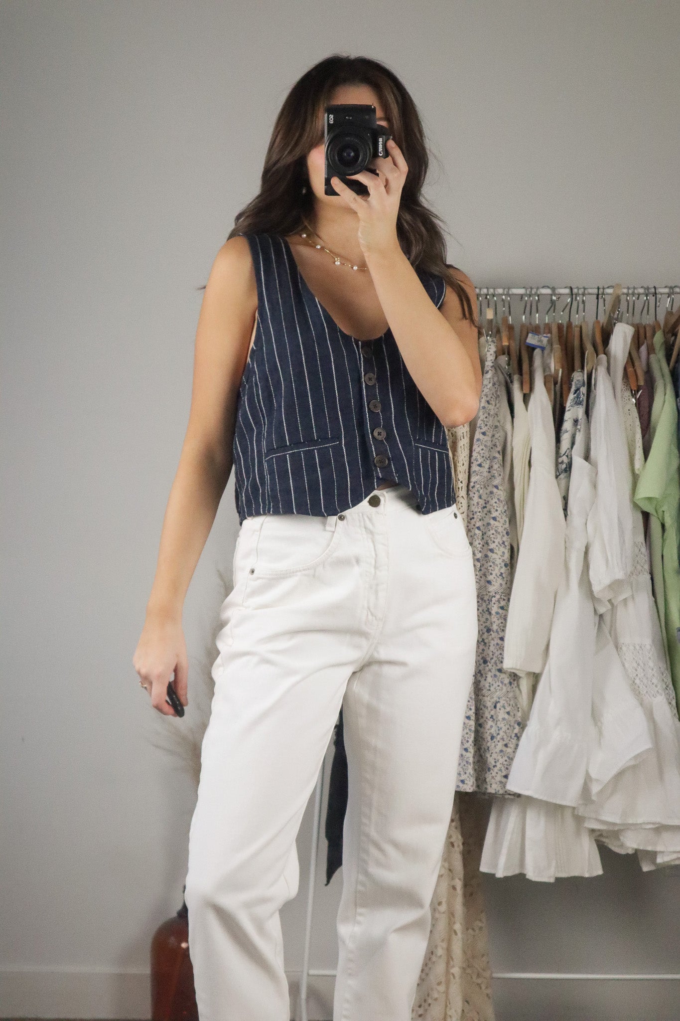 Free People x Linen Blend Pin Strip Vest (6)