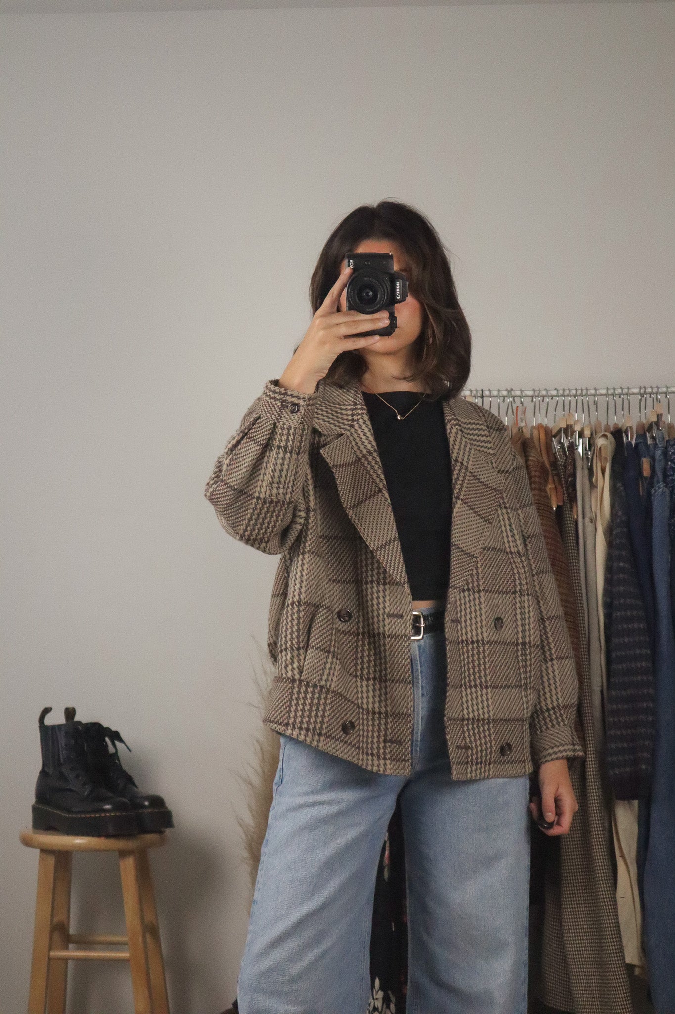 Vintage x Plaid Bomber Coat (M)