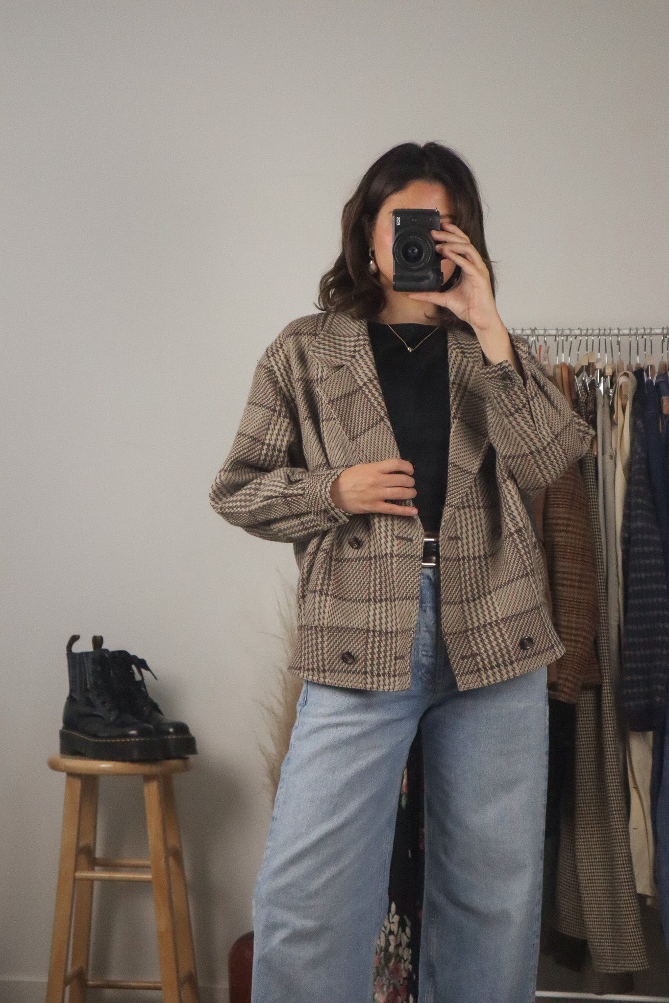 Vintage x Plaid Bomber Coat (M)