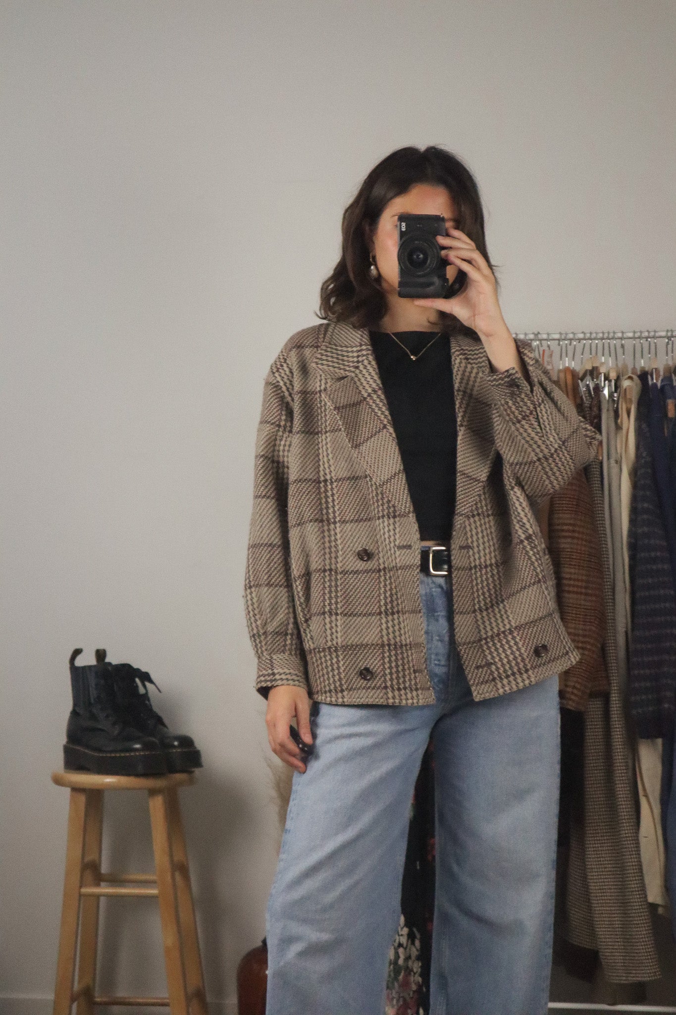 Vintage x Plaid Bomber Coat (M)