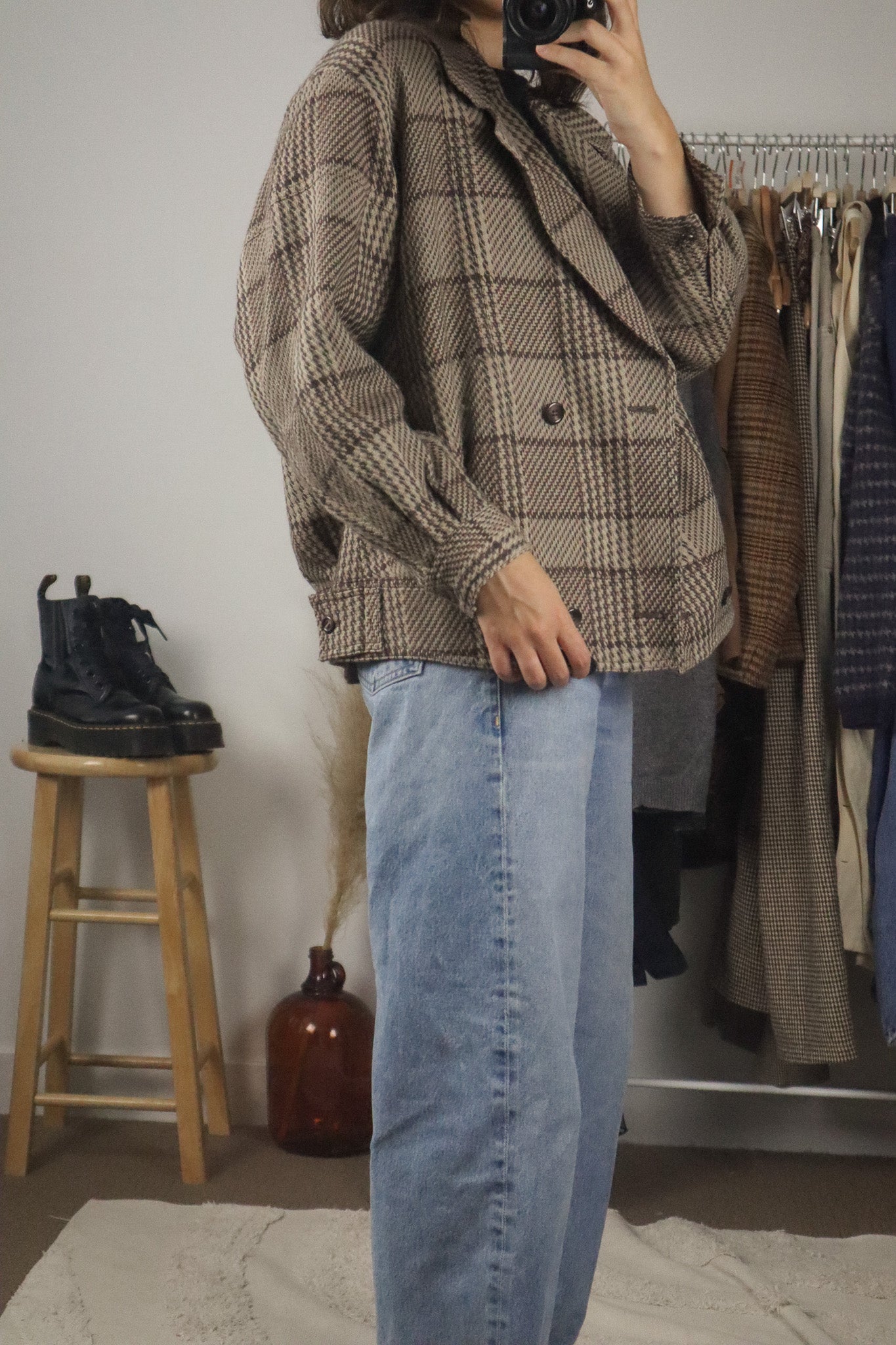Vintage x Plaid Bomber Coat (M)