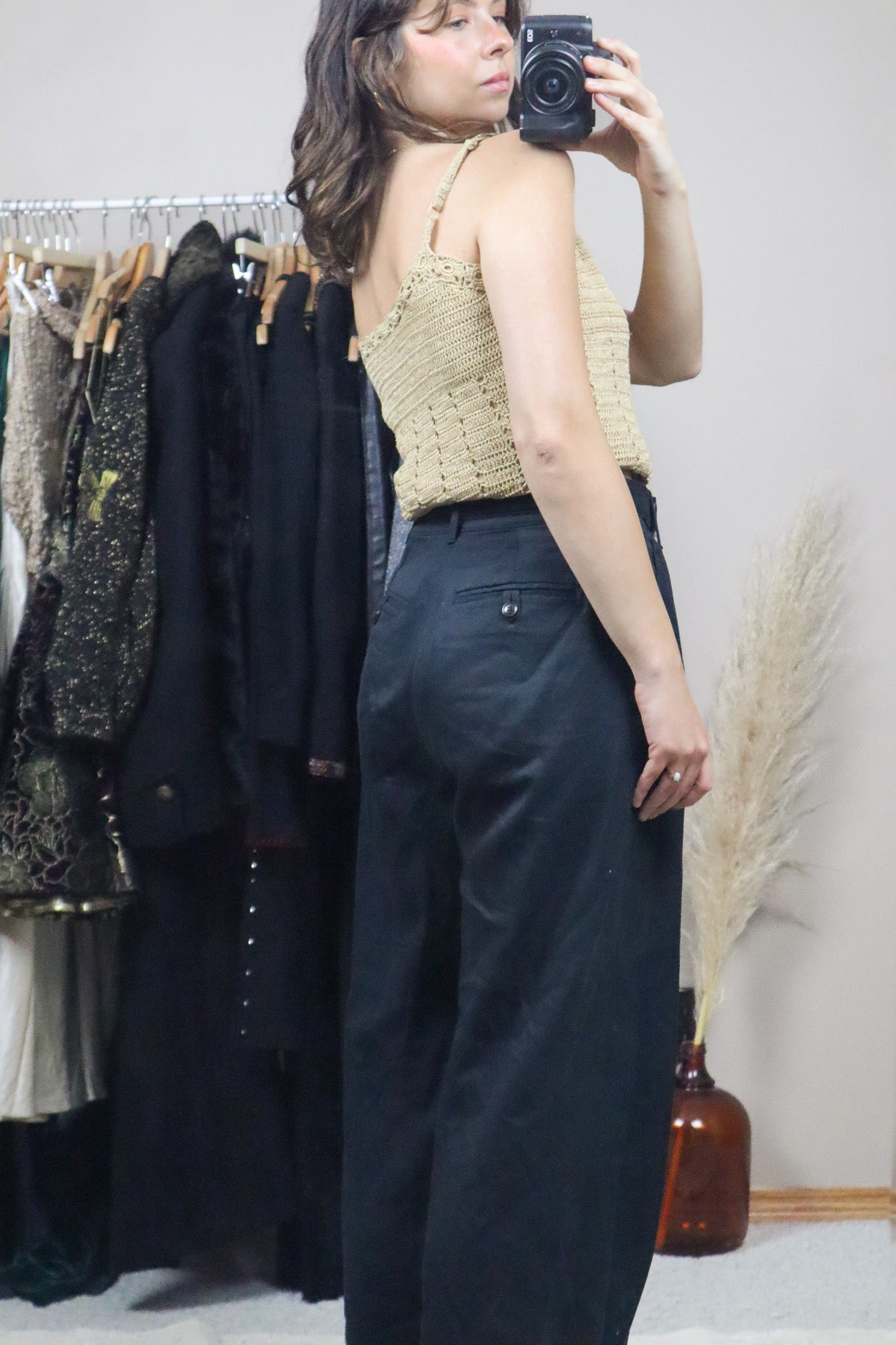 Modern x Silk Blend Shimmer Crochet Top (M)