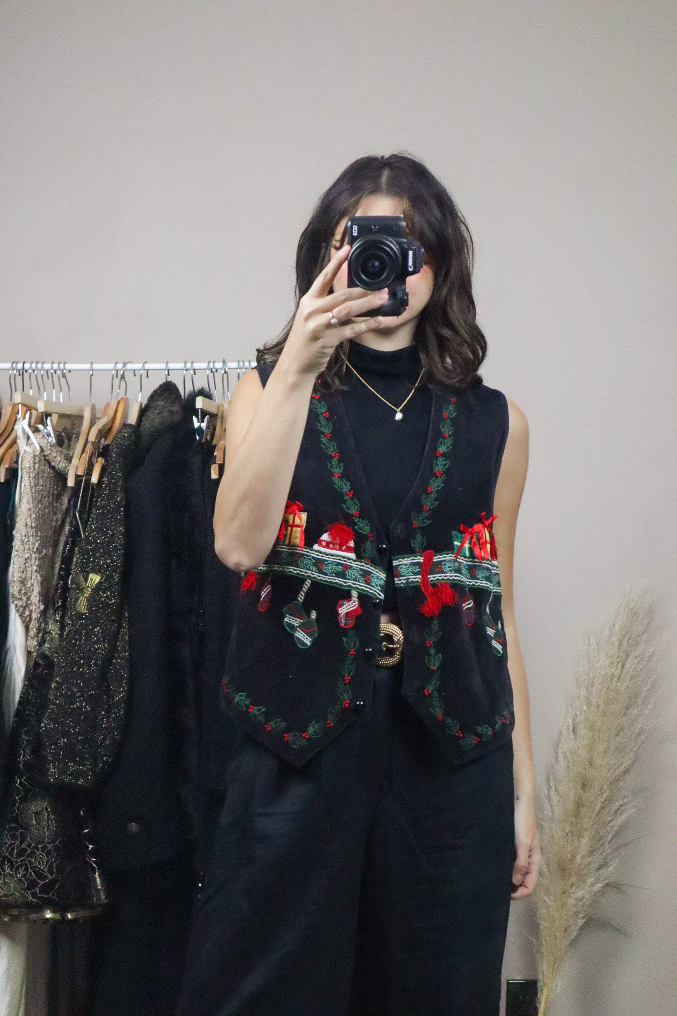 Vintage x Velvet Christmas Pattered Vest (M)