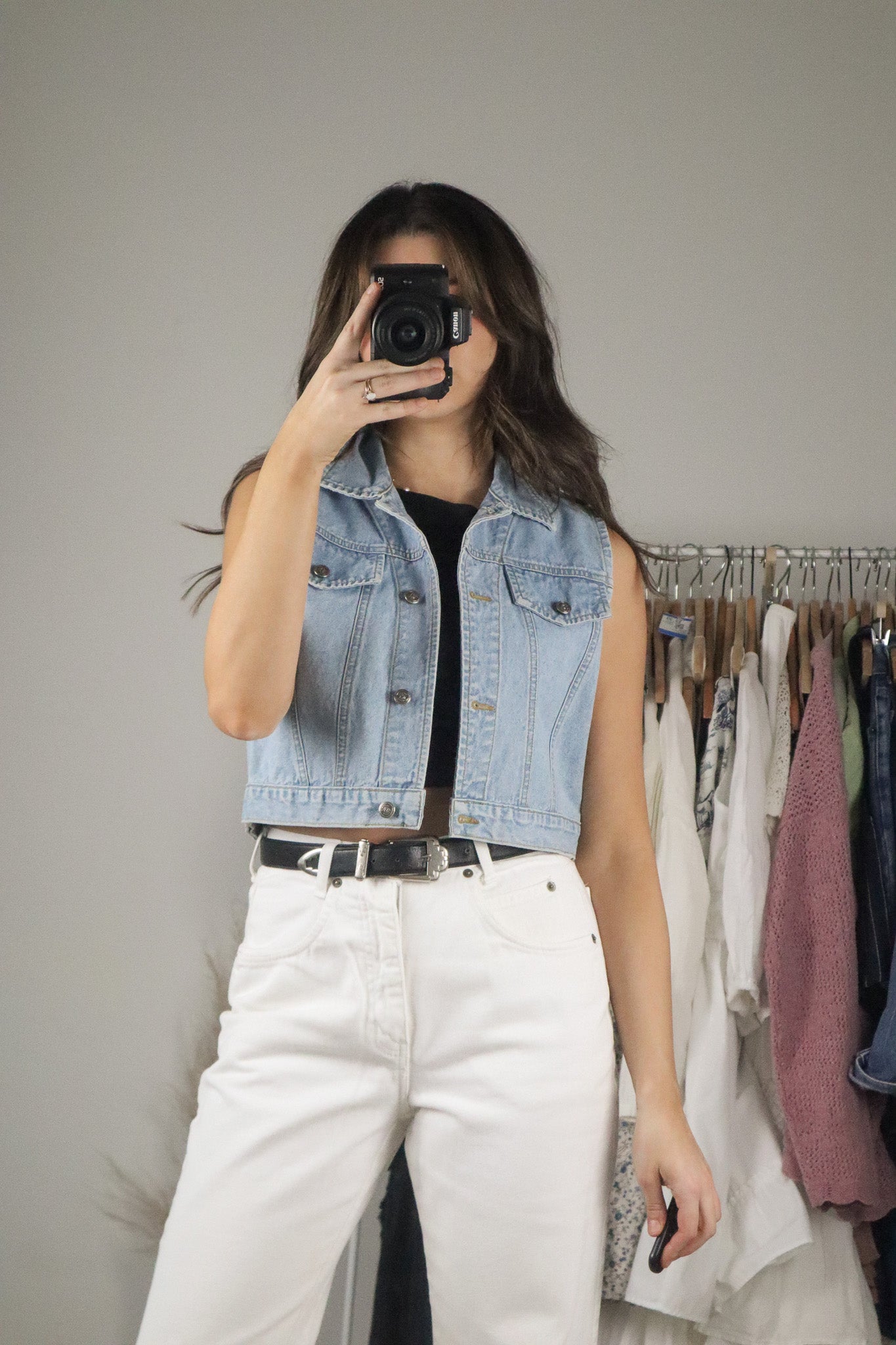 Vintage x Denim Cropped Vest (S)