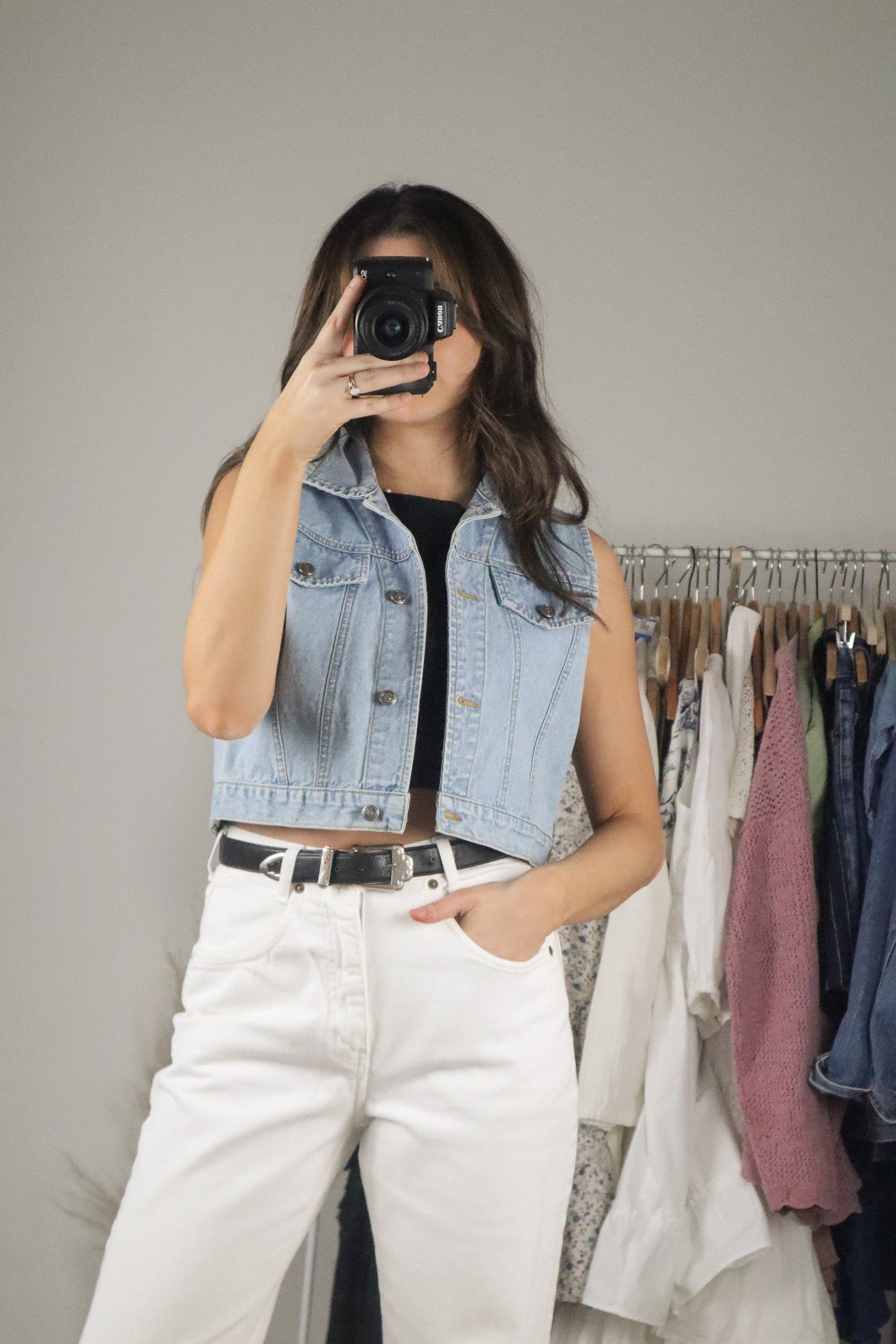 Vintage x Denim Cropped Vest (S)