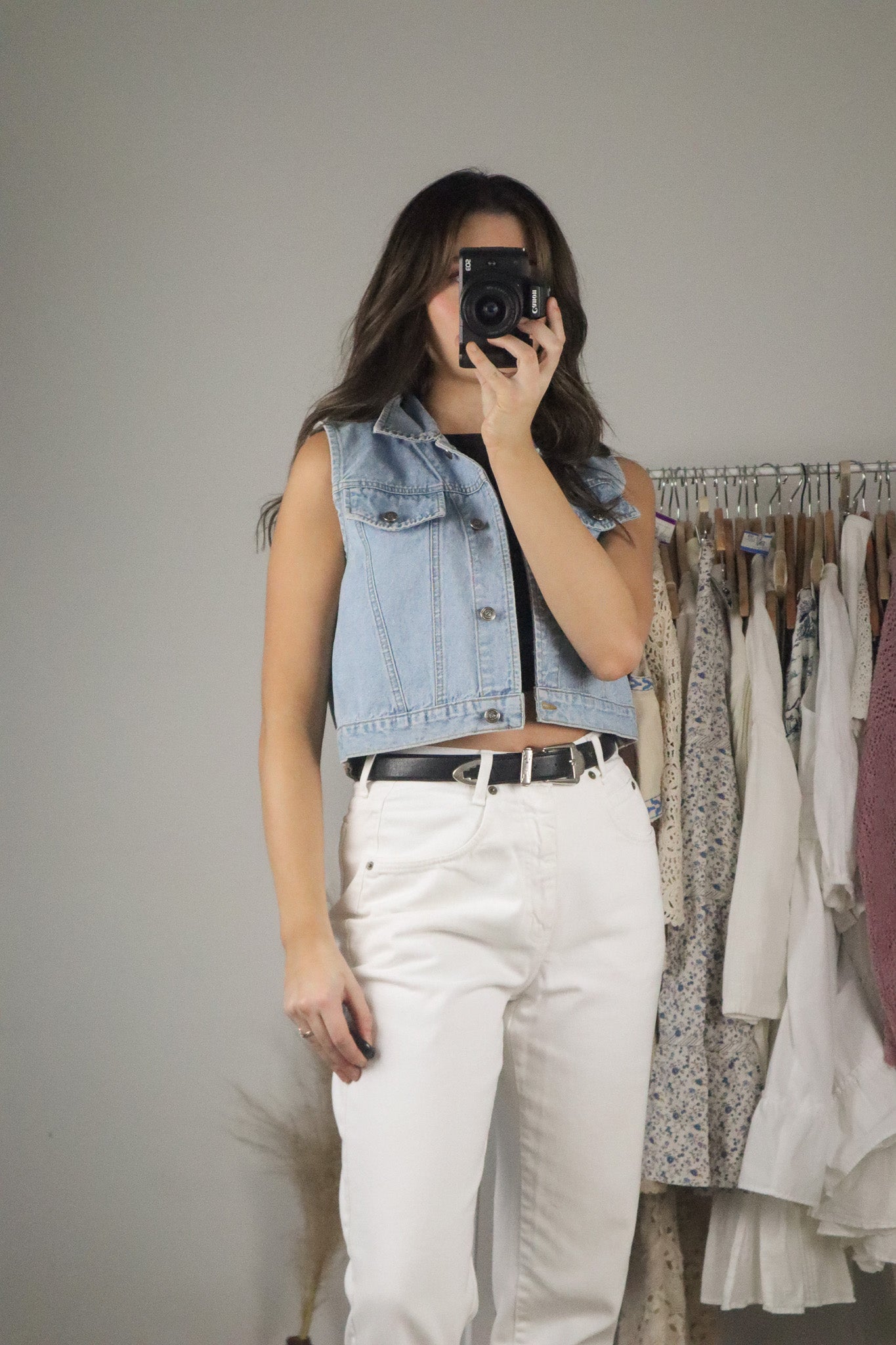 Vintage x Denim Cropped Vest (S)