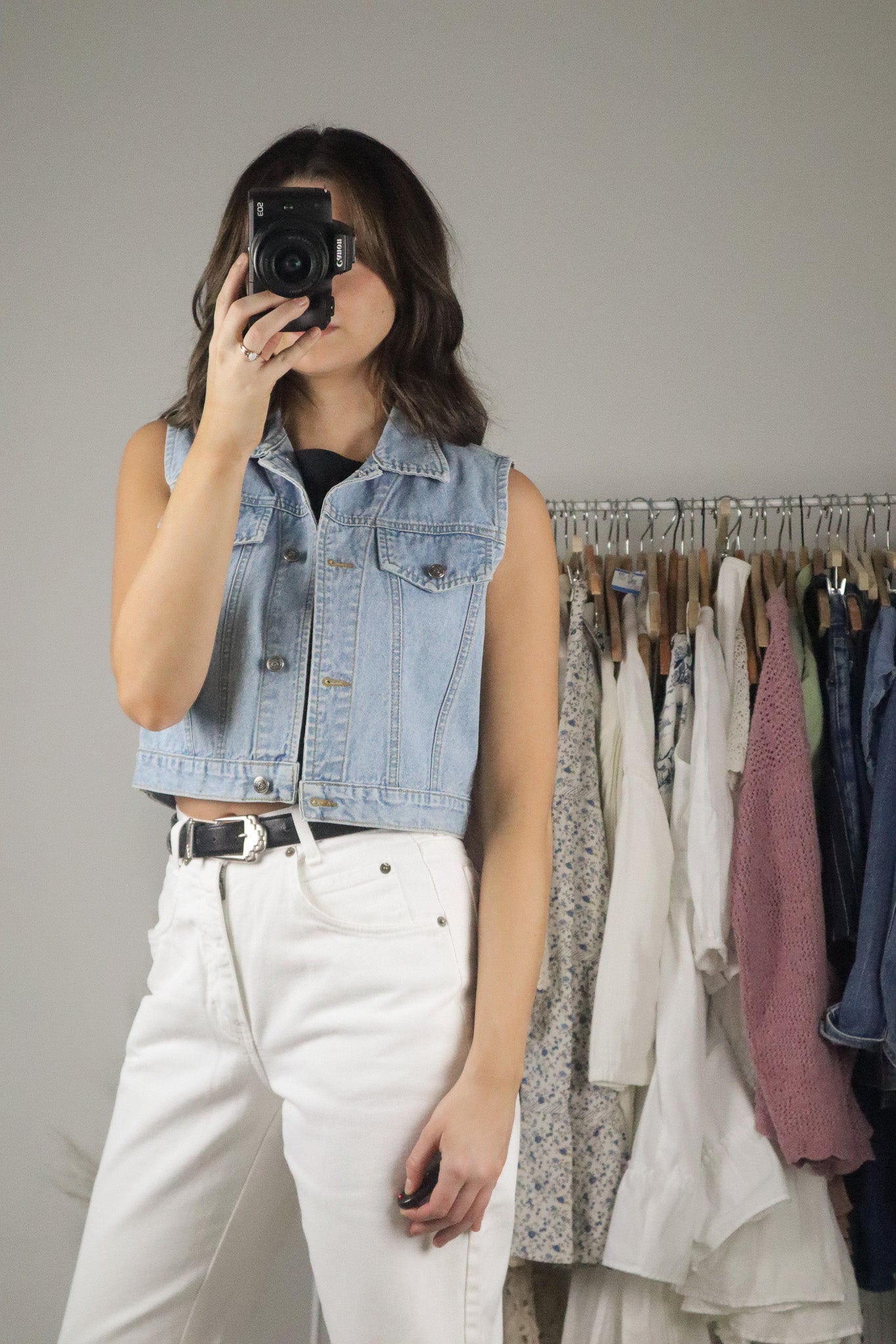 Vintage x Denim Cropped Vest (S)
