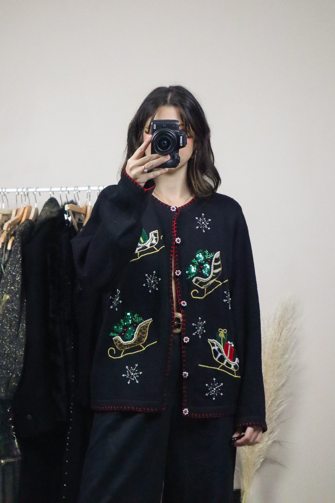 Vintage x Christmas Pattered/Textured Cardigan (M/L)