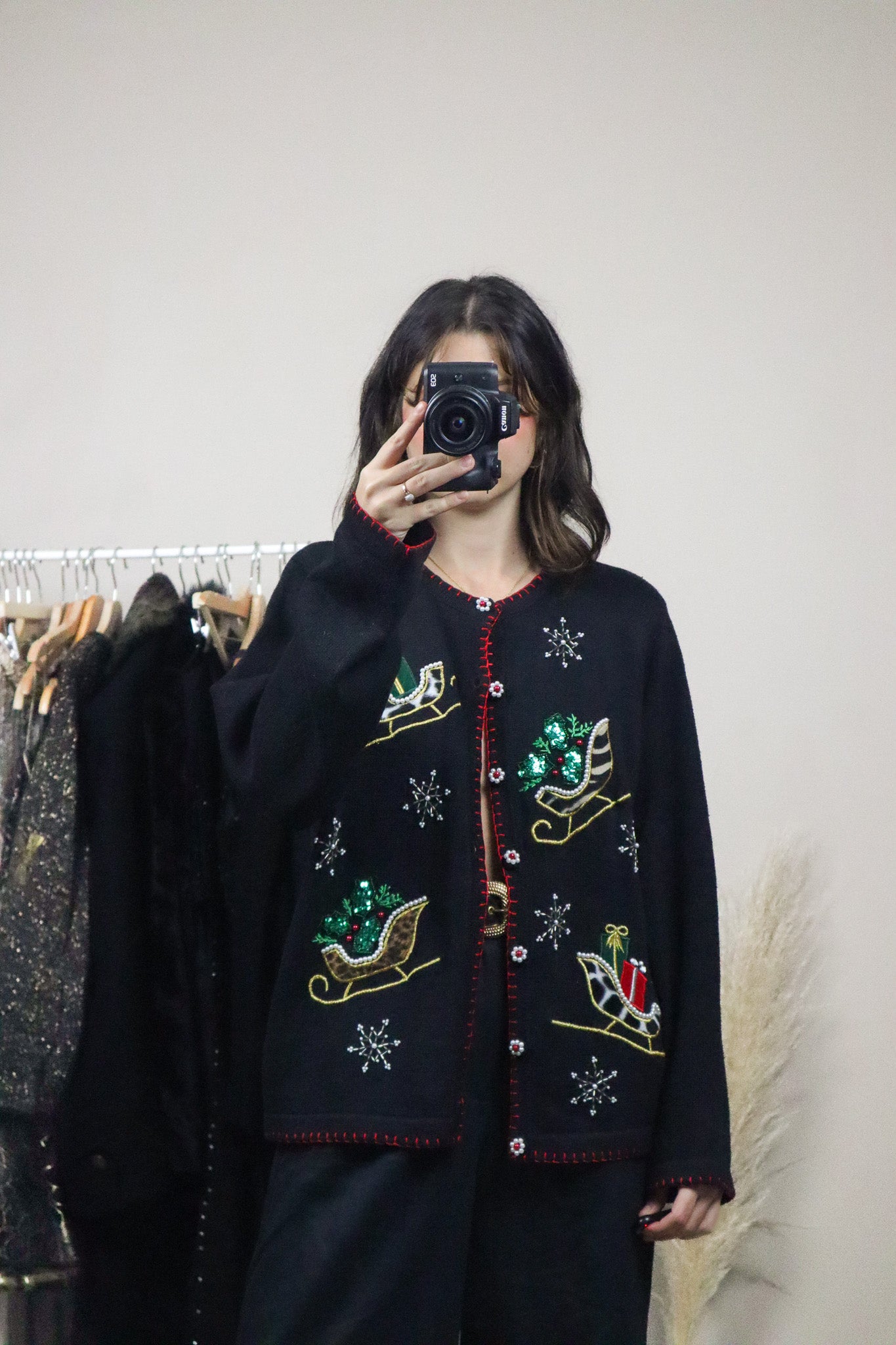 Vintage x Christmas Pattered/Textured Cardigan (M/L)