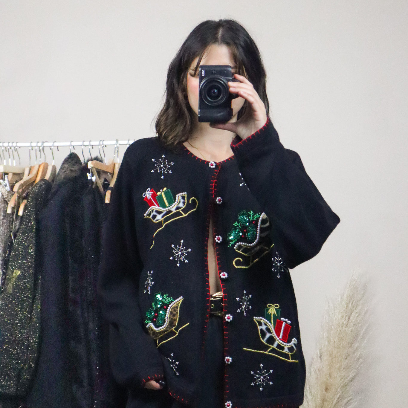 Vintage x Christmas Pattered/Textured Cardigan (M/L)