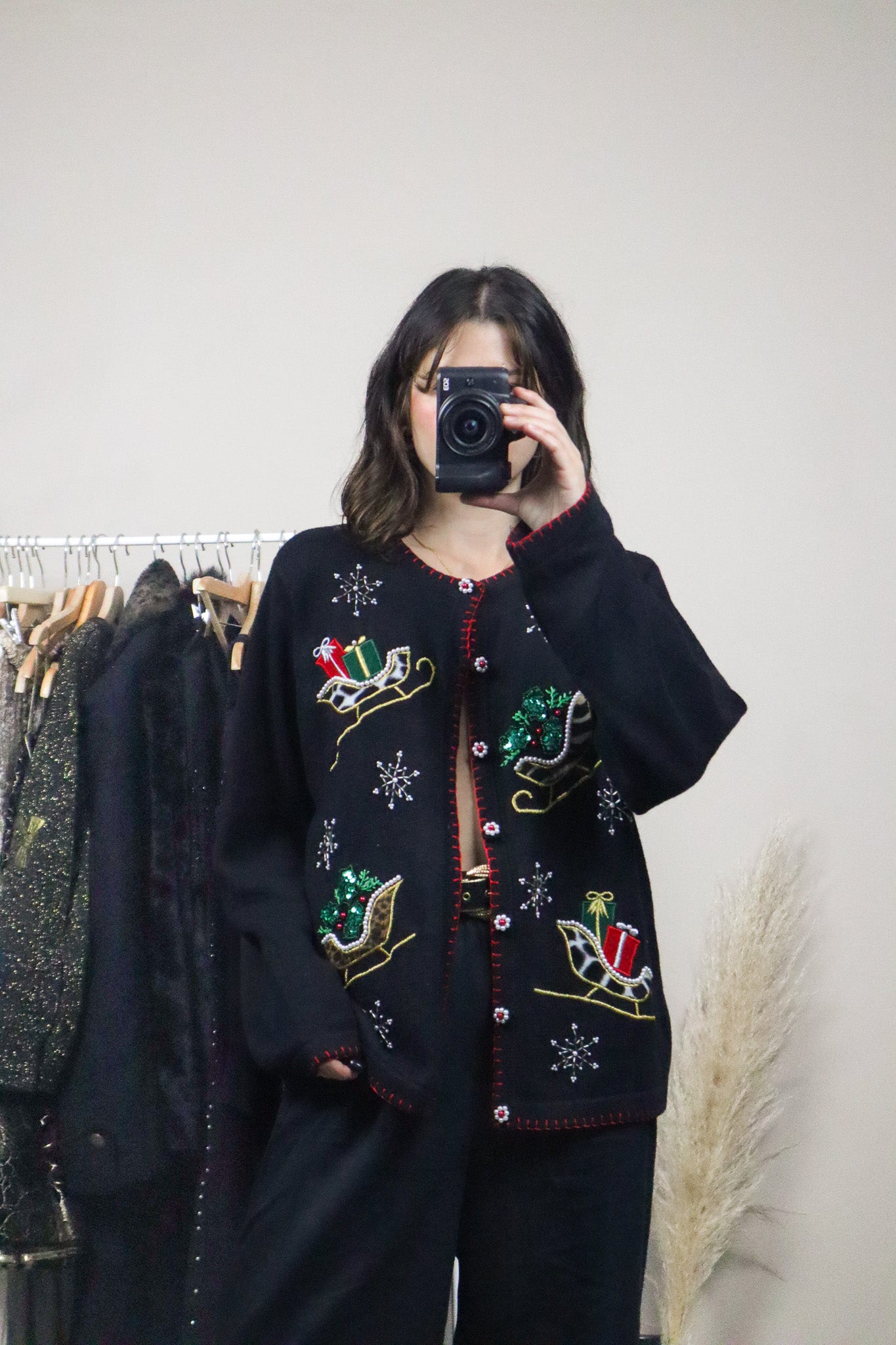 Vintage x Christmas Pattered/Textured Cardigan (M/L)