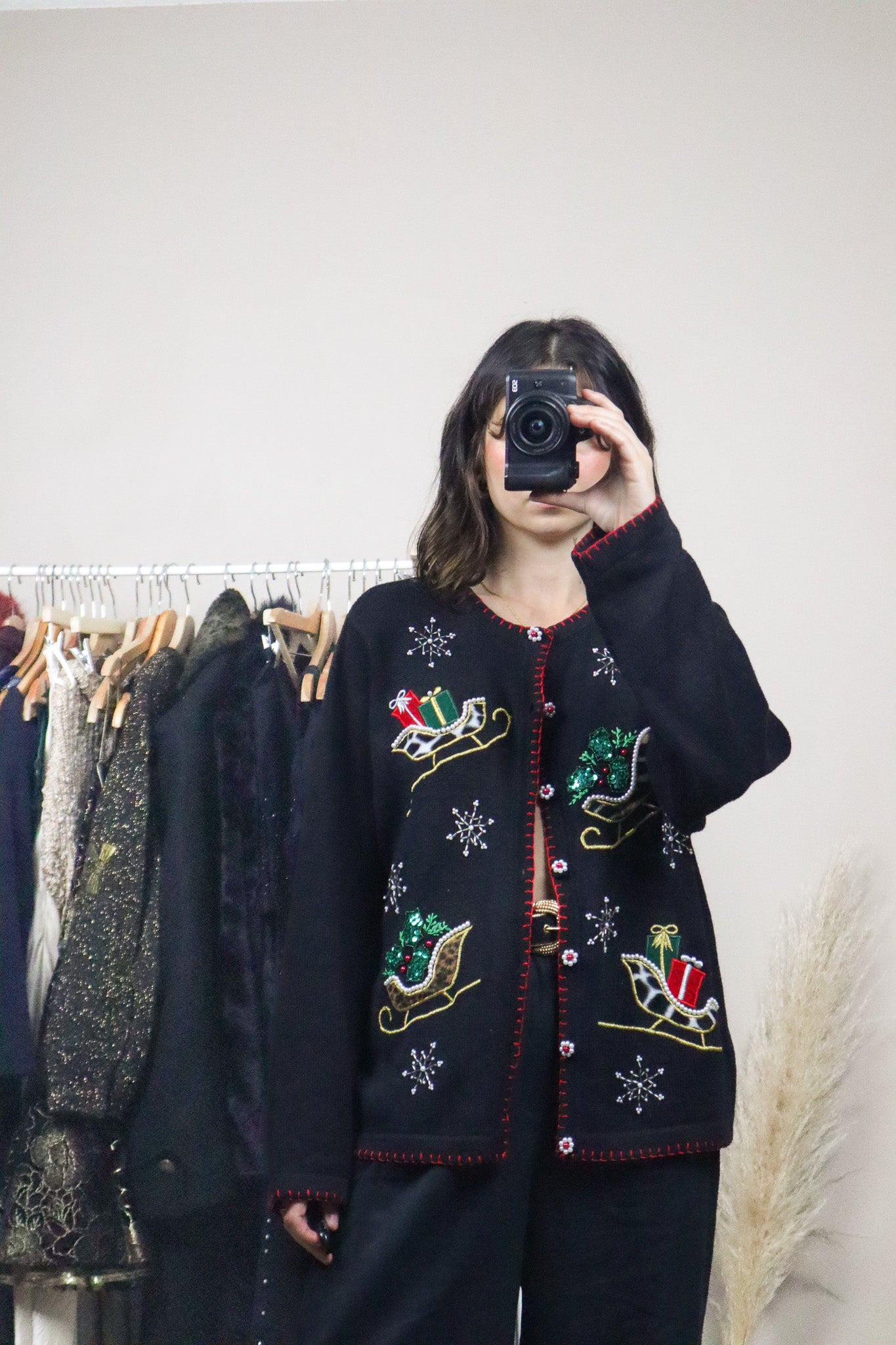 Vintage x Christmas Pattered/Textured Cardigan (M/L)