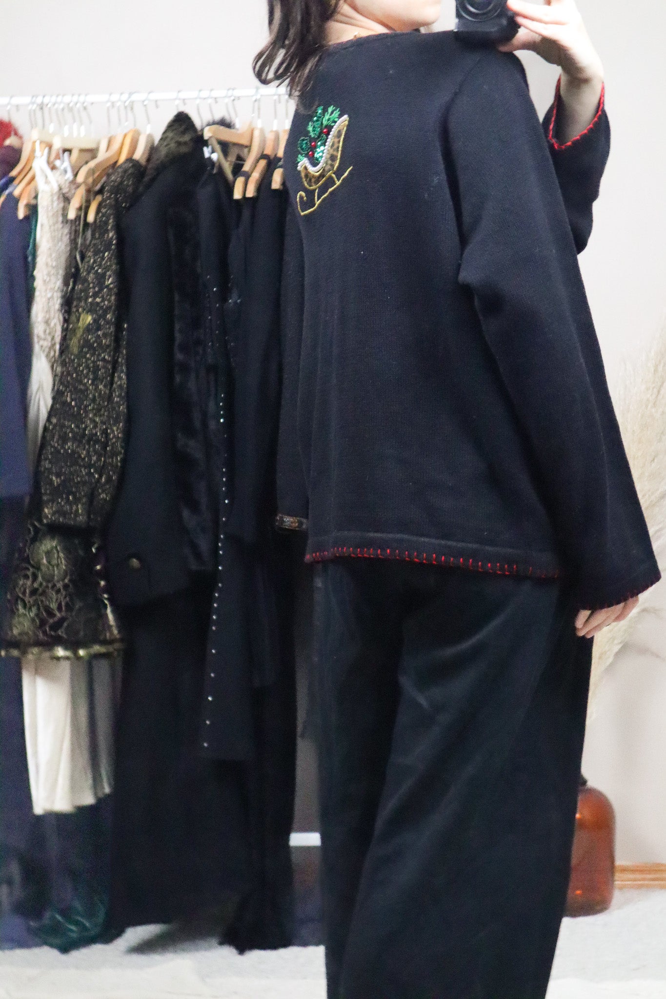 Vintage x Christmas Pattered/Textured Cardigan (M/L)